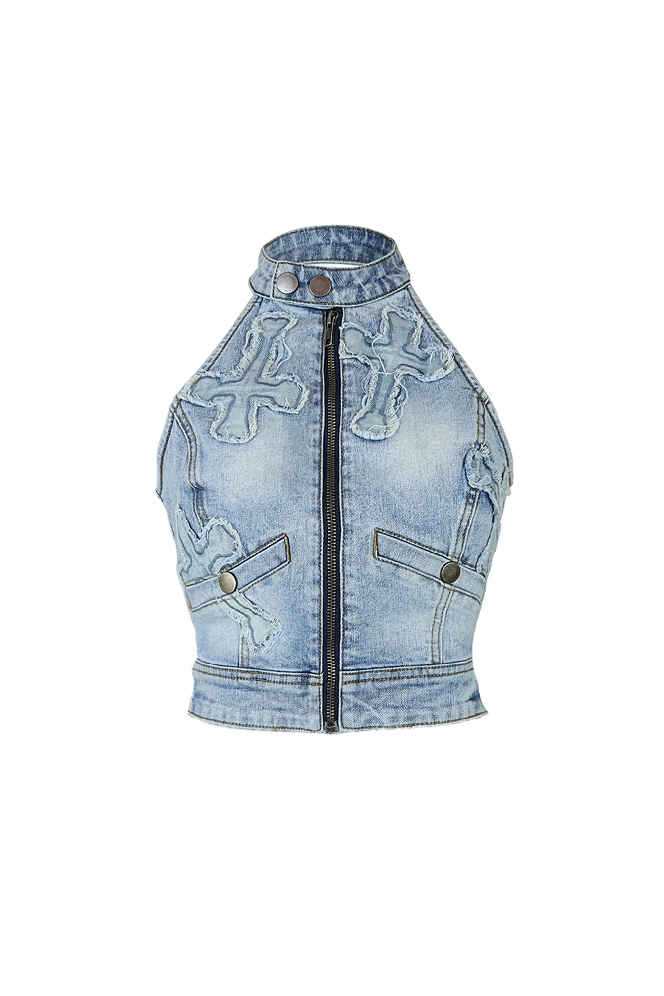 10218-Cross-Your-Mind-Patched-Denim-Halter-Top-3.webp Cross Your Mind Patched Denim Halter Top