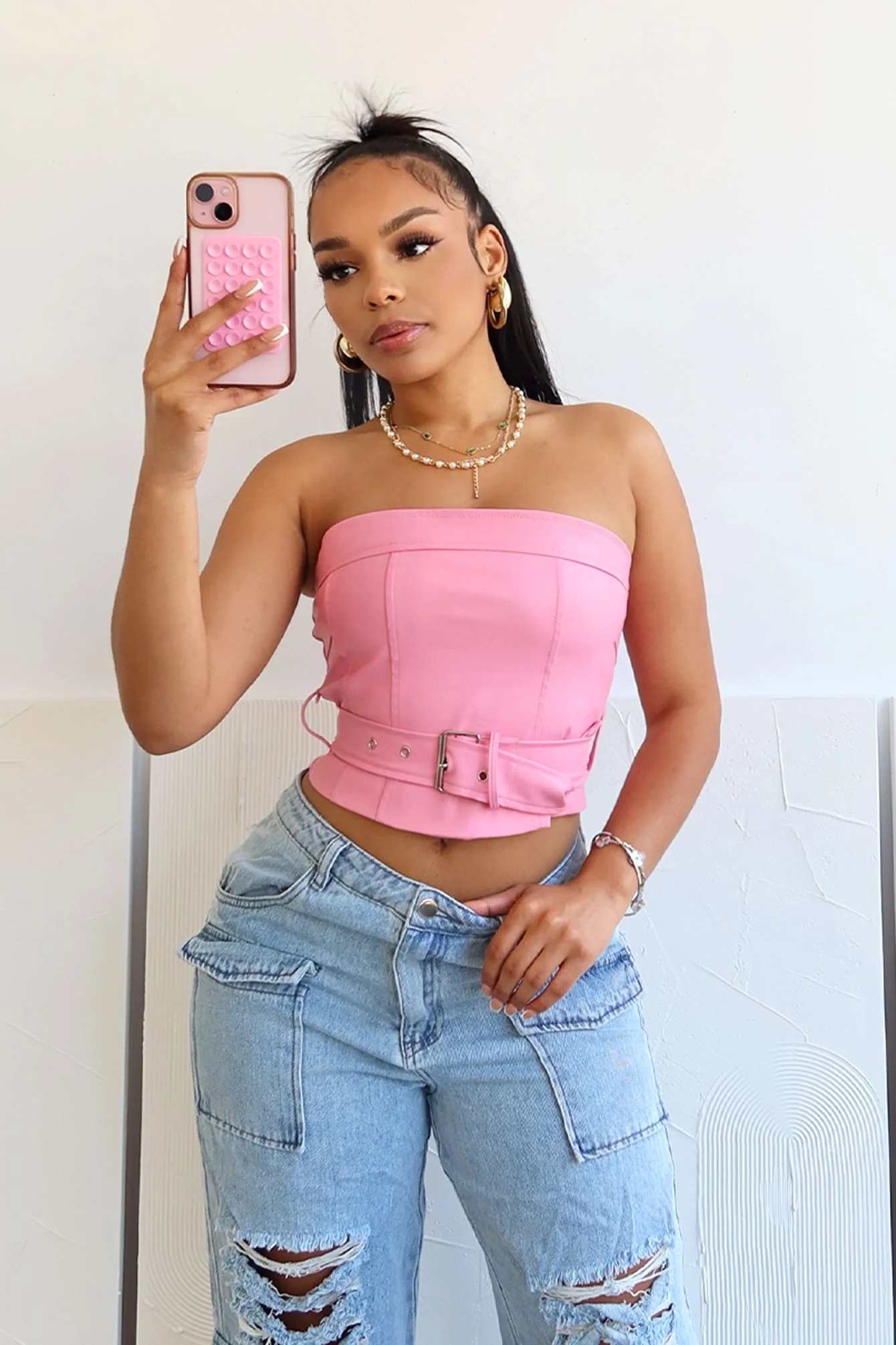 10384-Only-My-Way-Belted-Tube-PU-Top-2.webp Only My Way Belted Tube PU Top