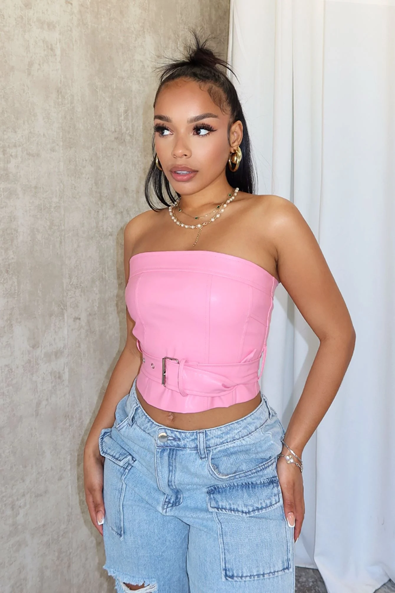 10384-Only-My-Way-Belted-Tube-PU-Top-3.webp Only My Way Belted Tube PU Top