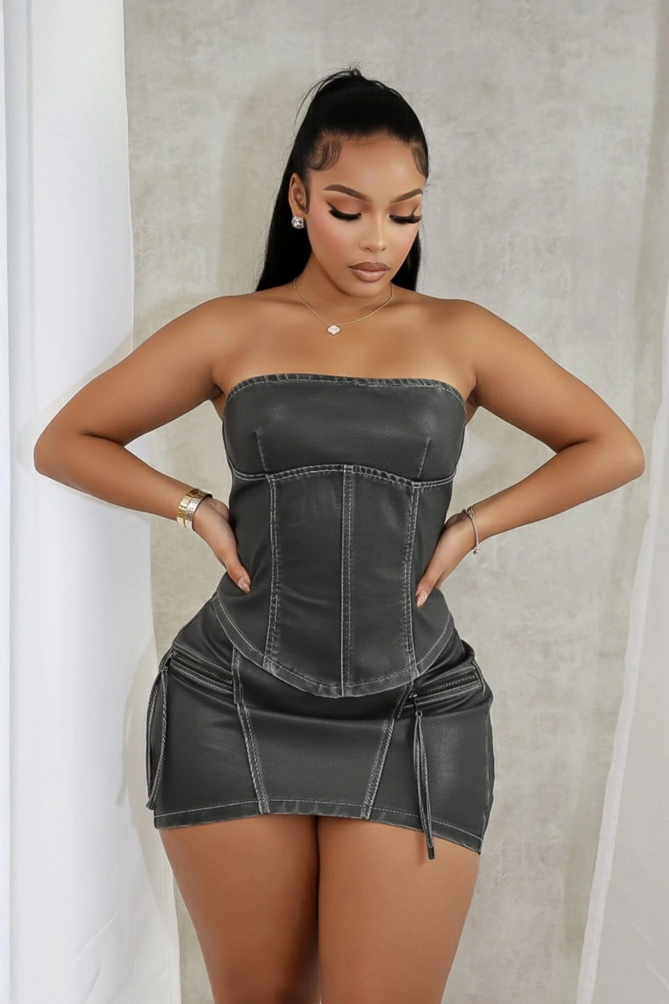 Robyn Faux Leather Low Rise Micro Skirt