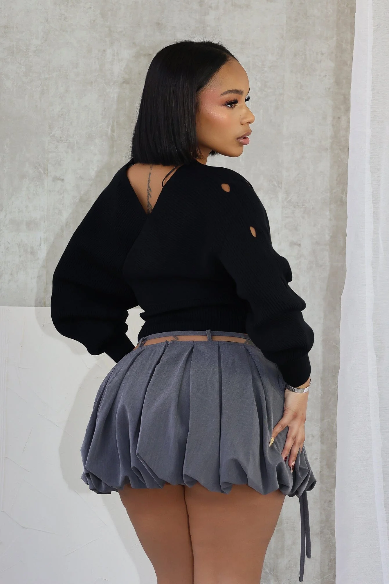 1368-Denis-Woven-Bubble-Skort-With-String-3.webp Denis Woven Bubble Skort With String