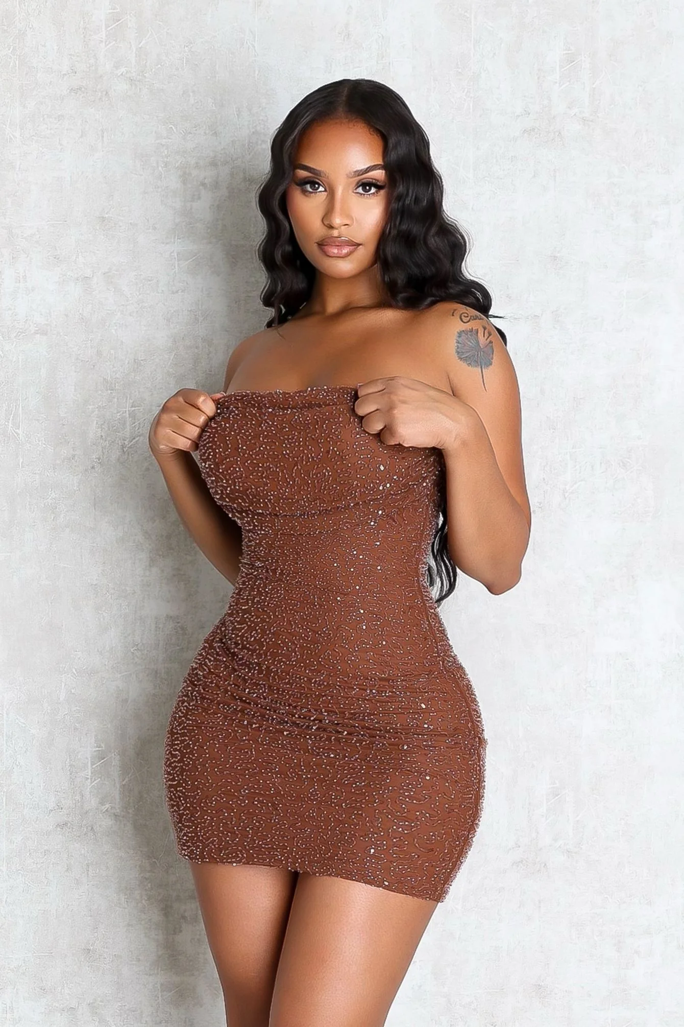 Greer Mesh Beaded Mini Dress