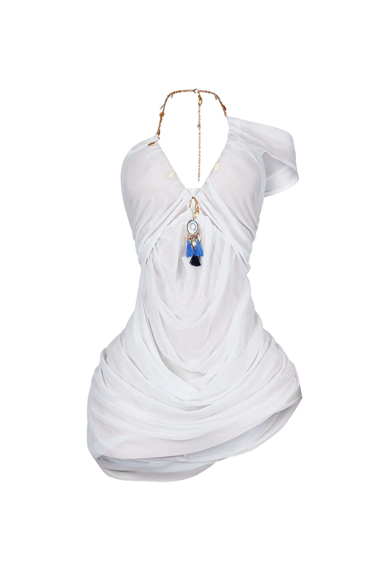 Stay Longer Mesh Halter Mini Dress