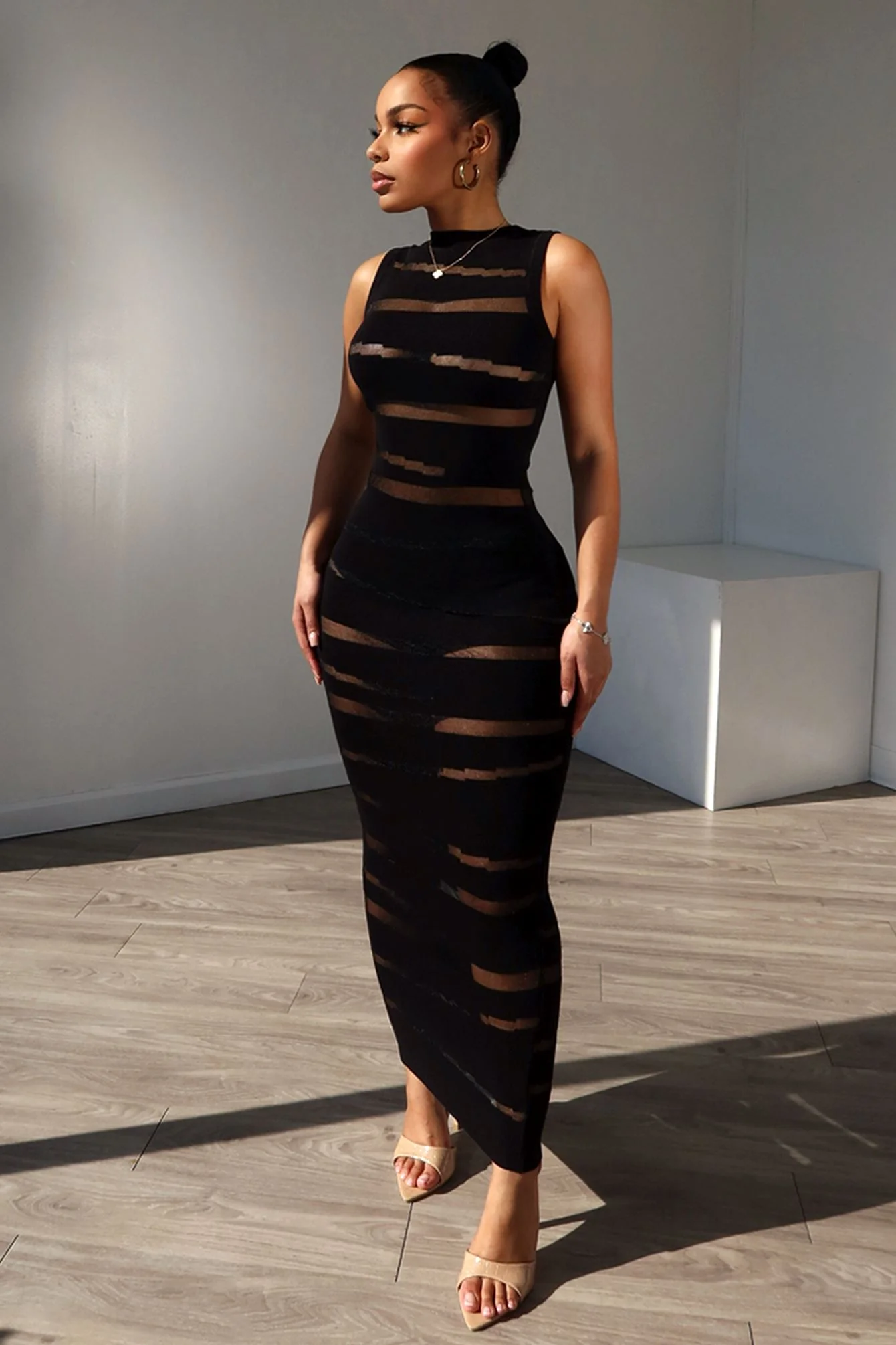 Obsidian Mesh Knit Contrast Dress