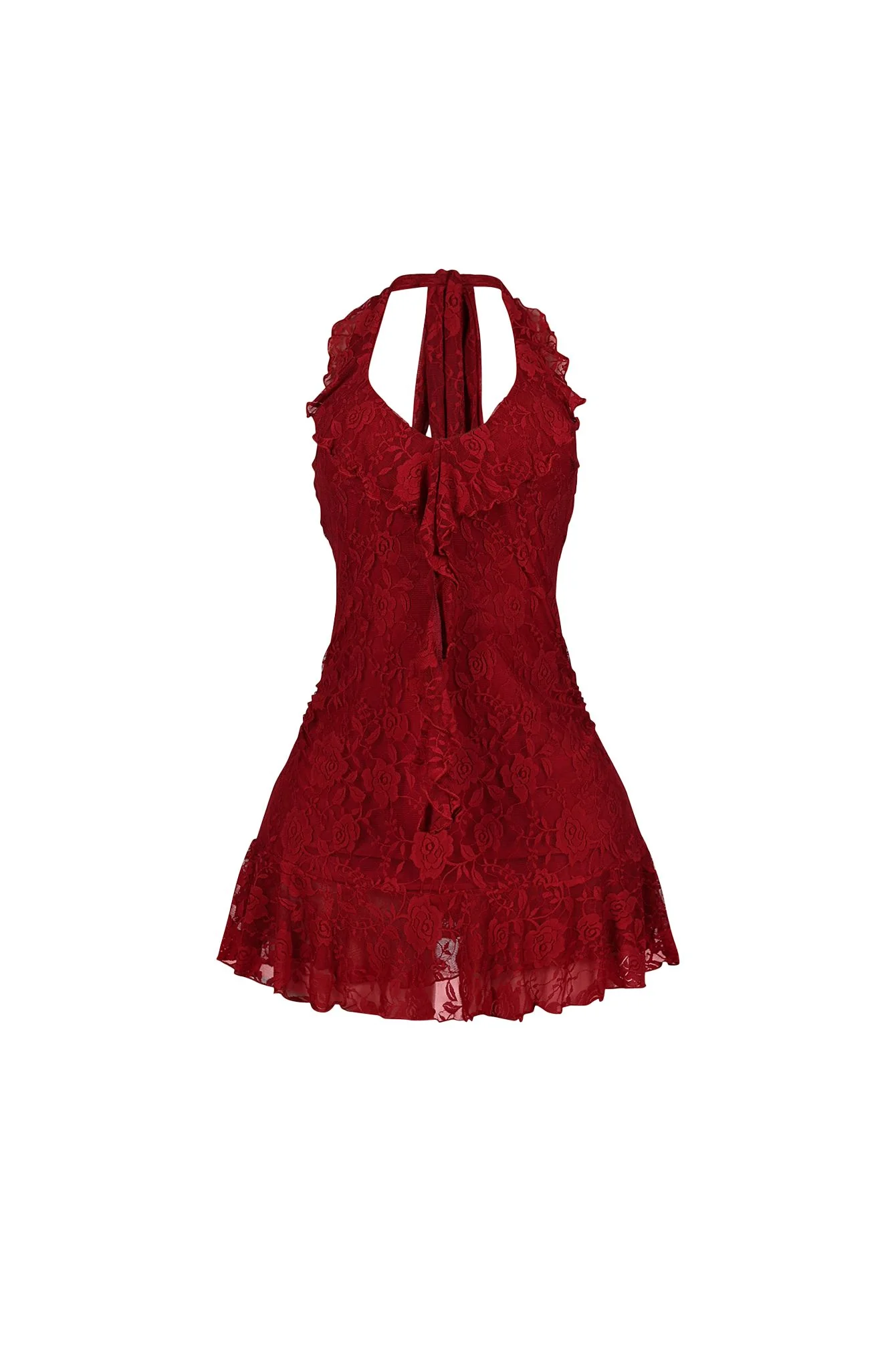 2289-Roselace-Halter-Ruffle-Mini-Dress-4.webp Roselace Halter Ruffle Mini Dress