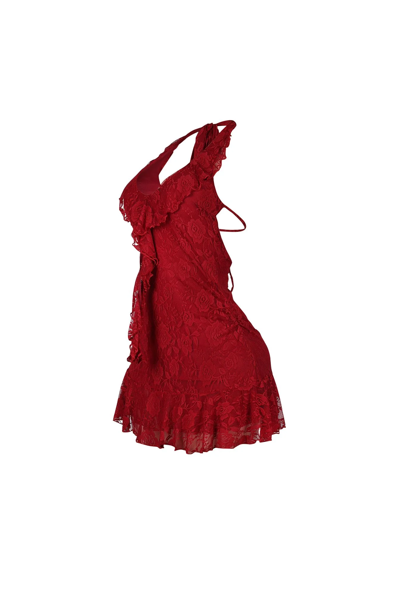 2289-Roselace-Halter-Ruffle-Mini-Dress-5.webp Roselace Halter Ruffle Mini Dress