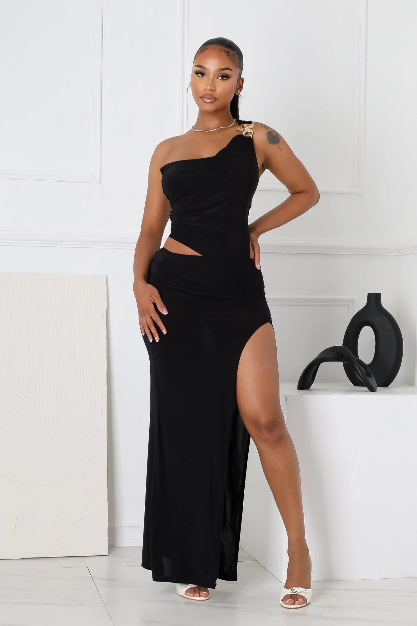 Starfish Cutout One Shoulder Maxi Dress