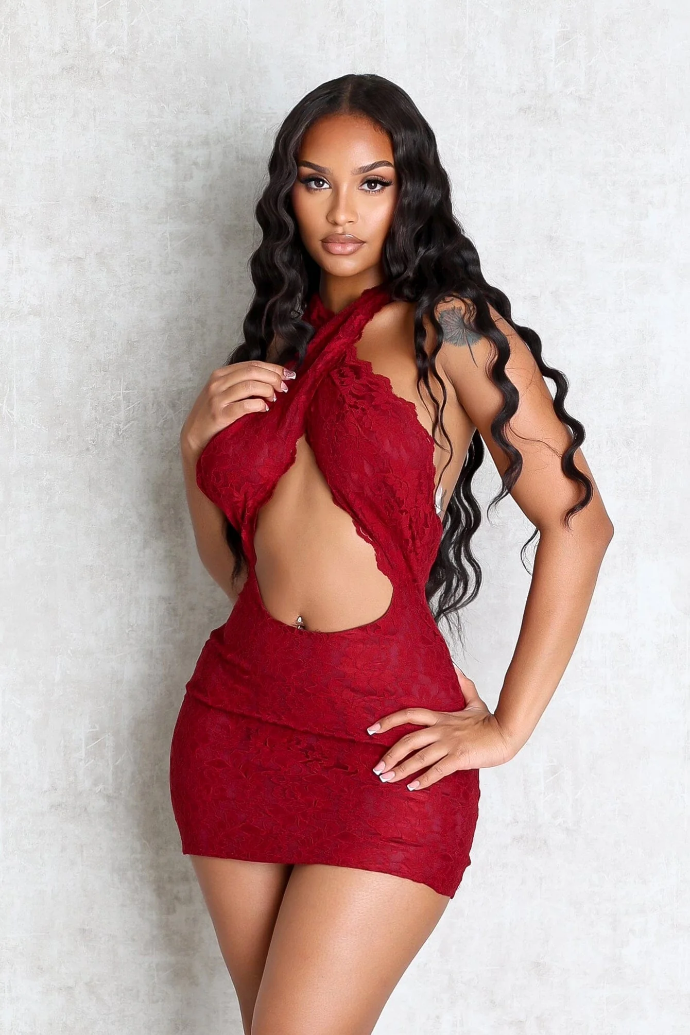 Esmee Cross Halter Neck Mini Dress