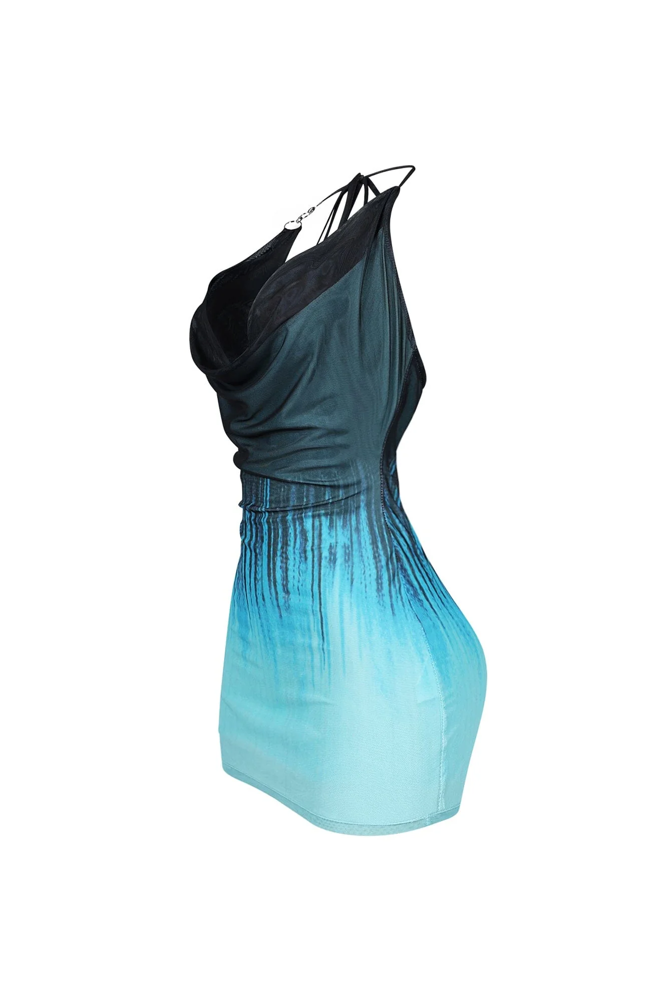 2569-Turquoise-Cowl-Neck-O-Ring-Mini-Dress-4.webp Turquoise Cowl Neck O Ring Mini Dress