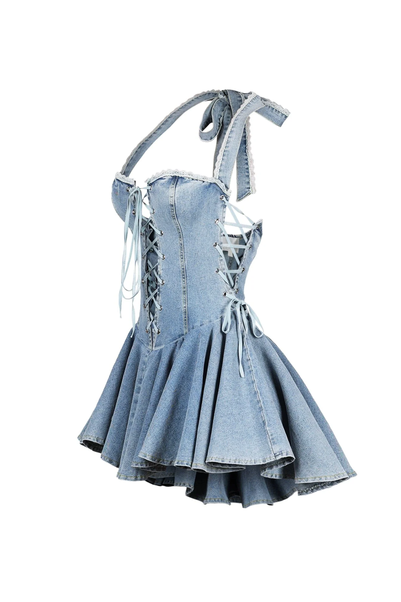 2747-Bluebell-Lace-Up-Denim-Halter-Mini-Dress-5.webp Bluebell Lace Up Denim Halter Mini Dress