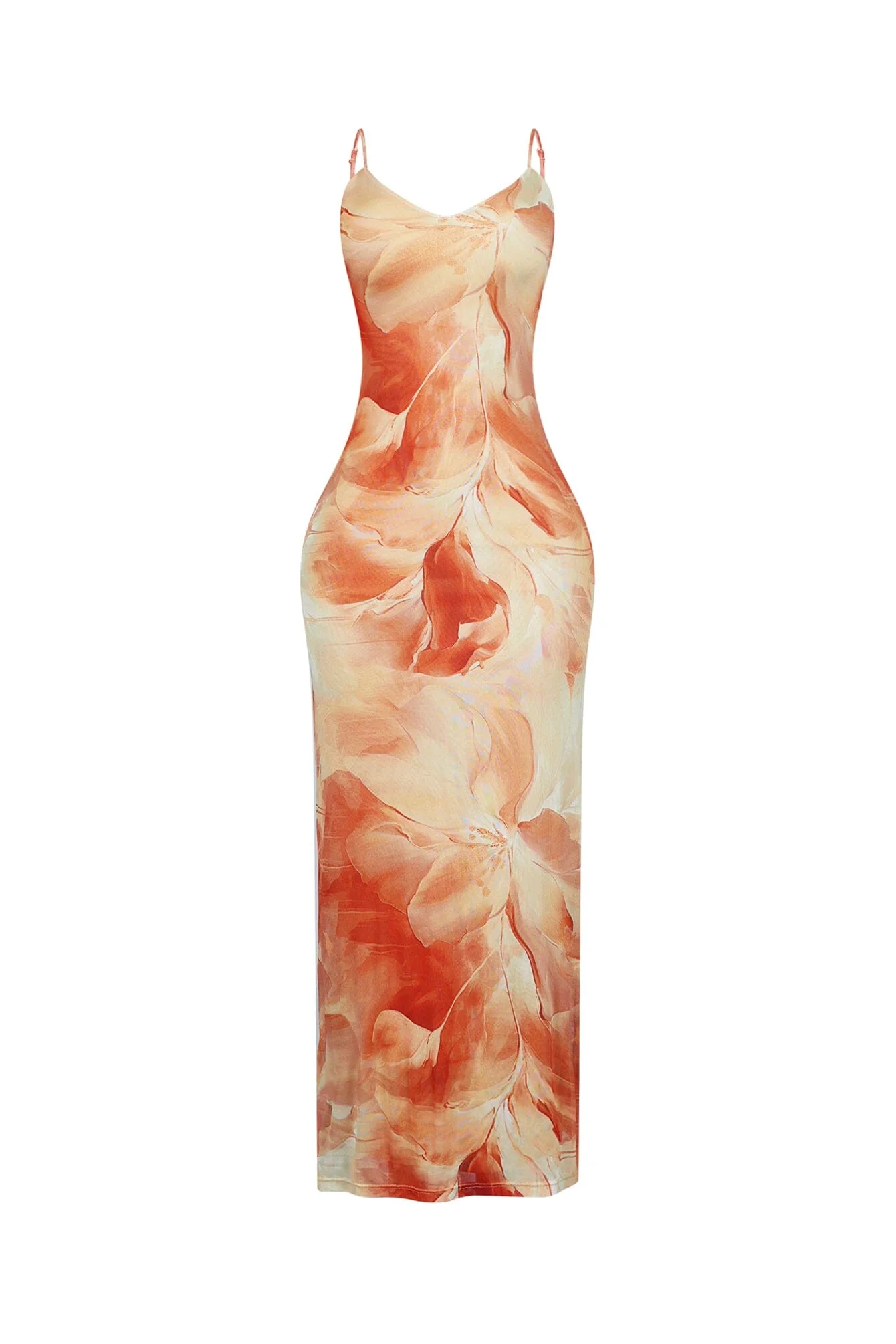 2964-Coral-Blush-Mesh-Print-Maxi-Dress-3.webp Coral Blush Mesh Print Maxi Dress