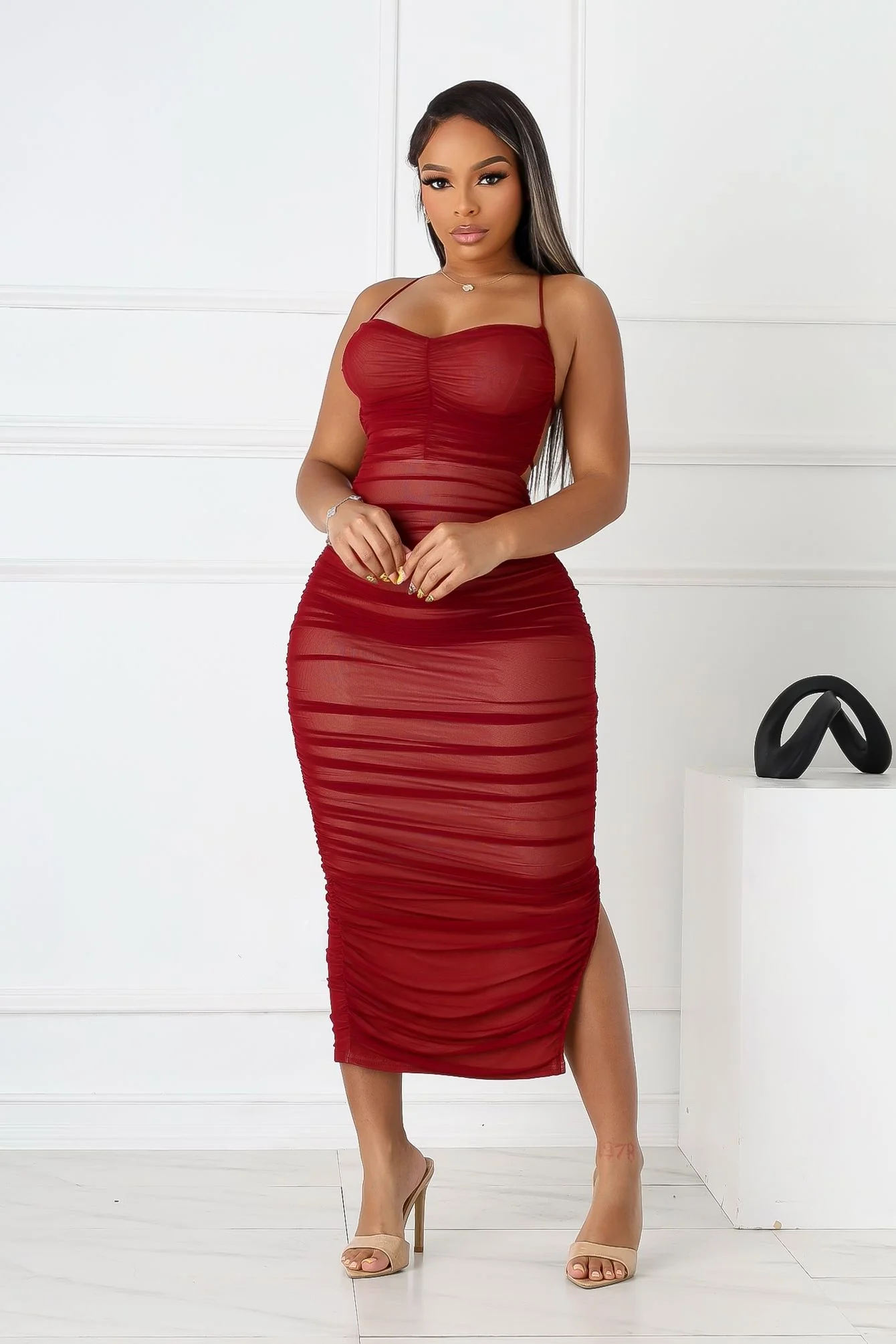 Body Talk Ruched Midi Dress