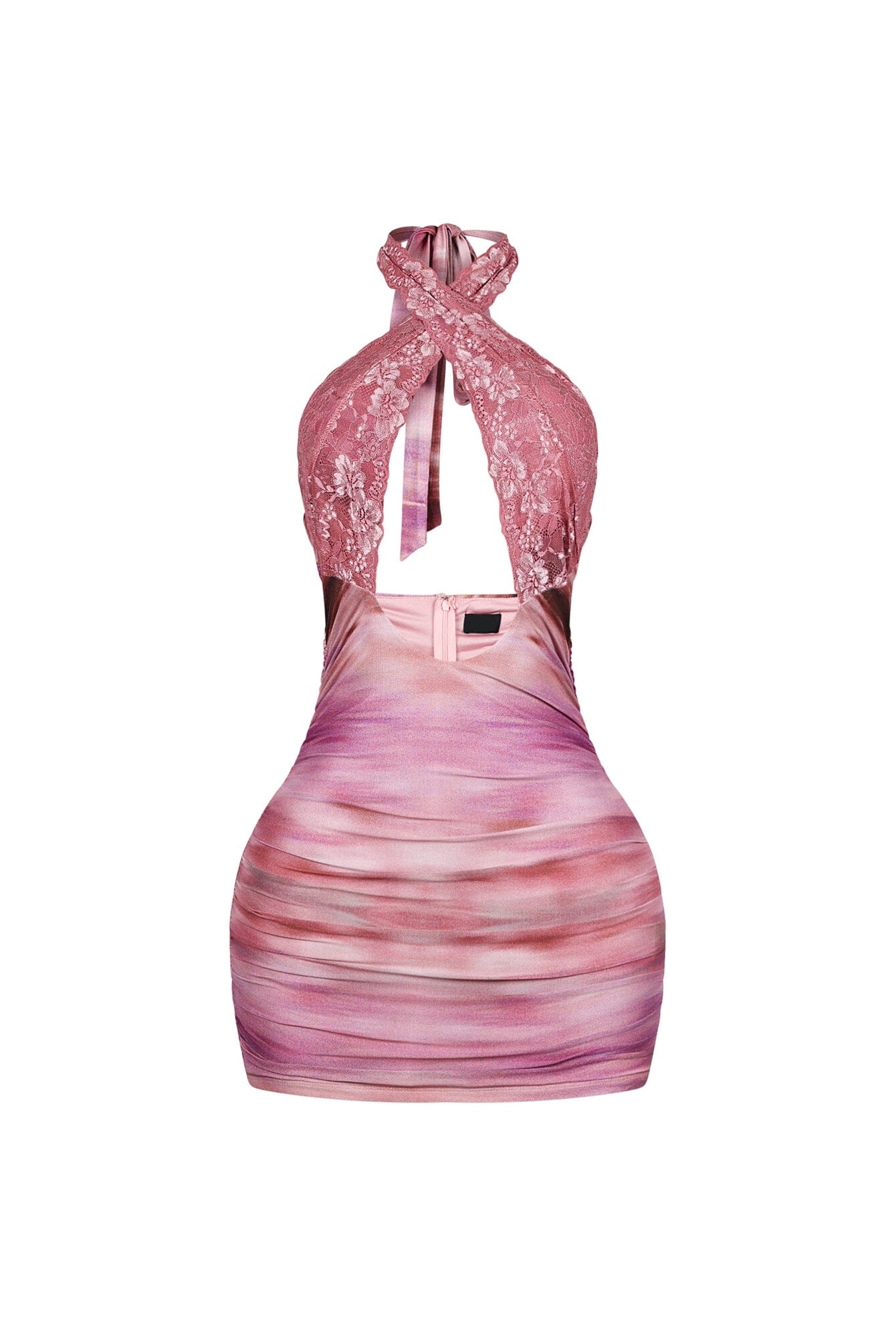 3518-Noeline-Mesh-Print-Lace-Halter-Mini-Dress-3.jpg Noeline Mesh Print Lace Halter Mini Dress