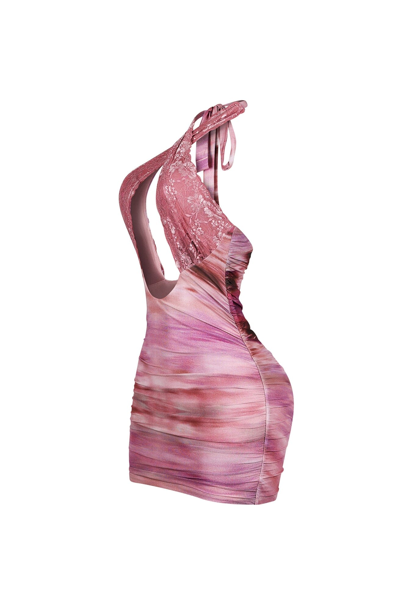 3518-Noeline-Mesh-Print-Lace-Halter-Mini-Dress-4.jpg Noeline Mesh Print Lace Halter Mini Dress