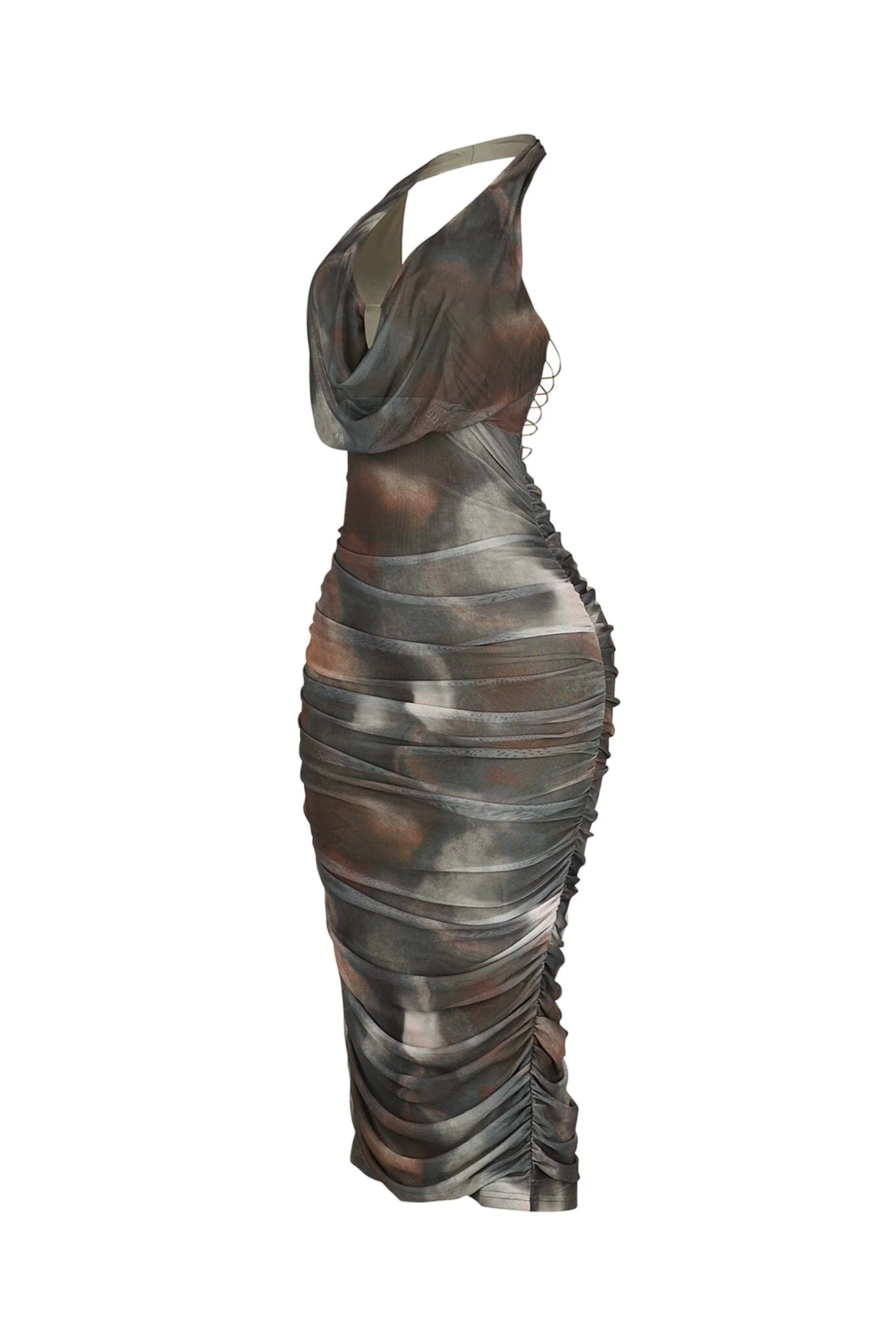 3725-Olivine-Mesh-Print-Ruched-Dress-4.webp Olivine Mesh Print Ruched Dress