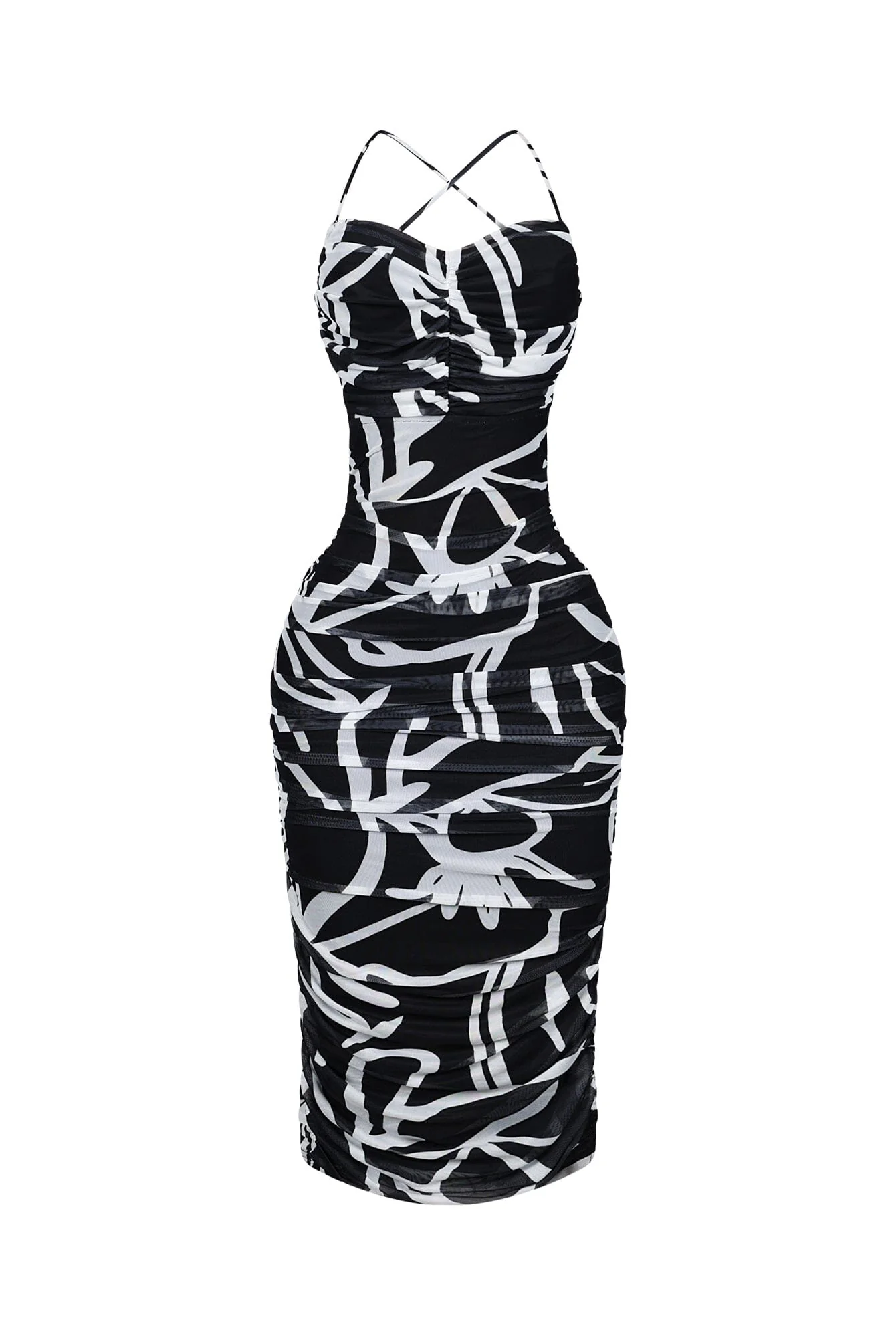 3808-Cinna-Mesh-Print-Ruched-Midi-Dress-3.webp Cinna Mesh Print Ruched Midi Dress