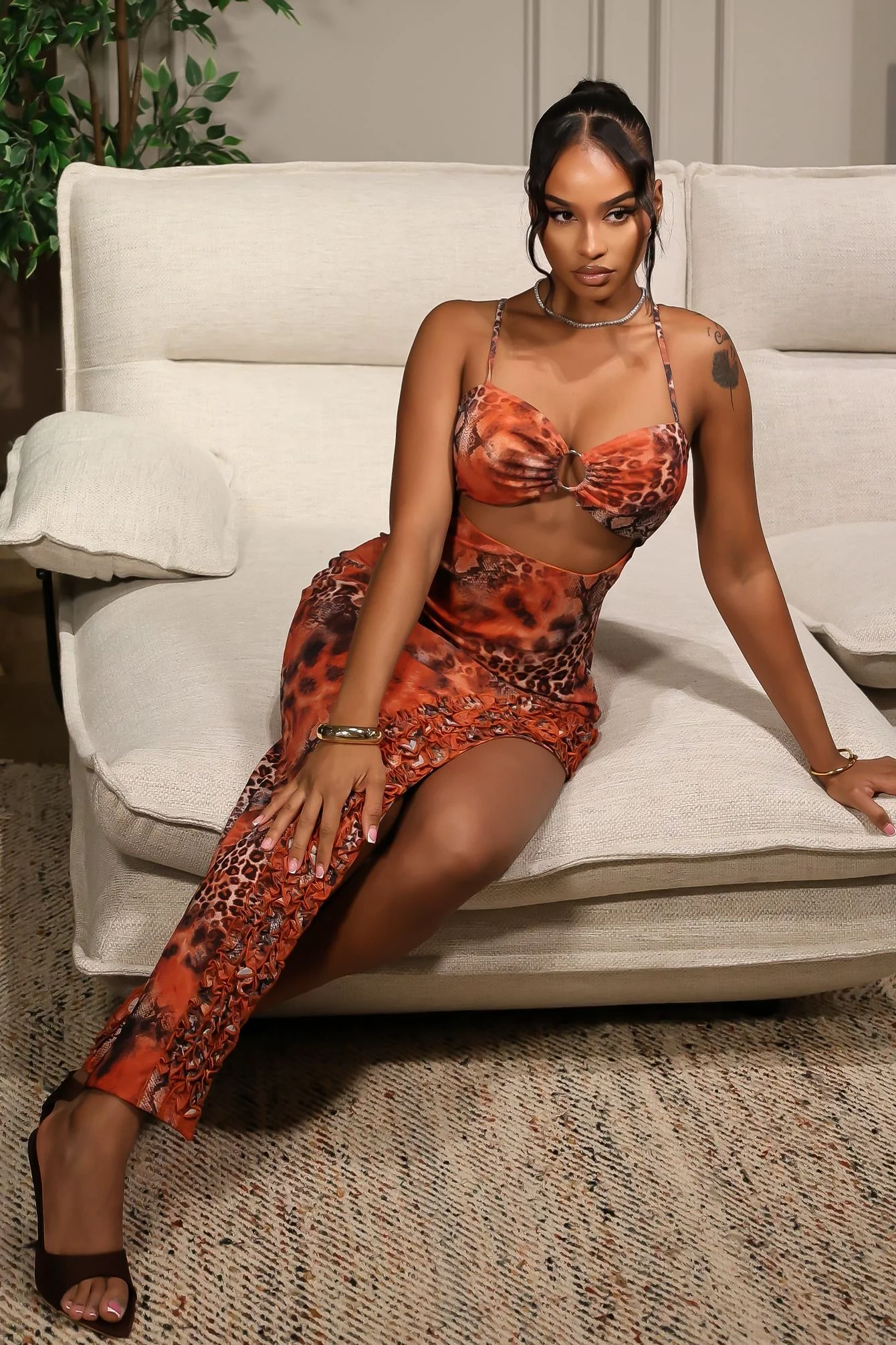 Heatwave Mesh Print Maxi Dress