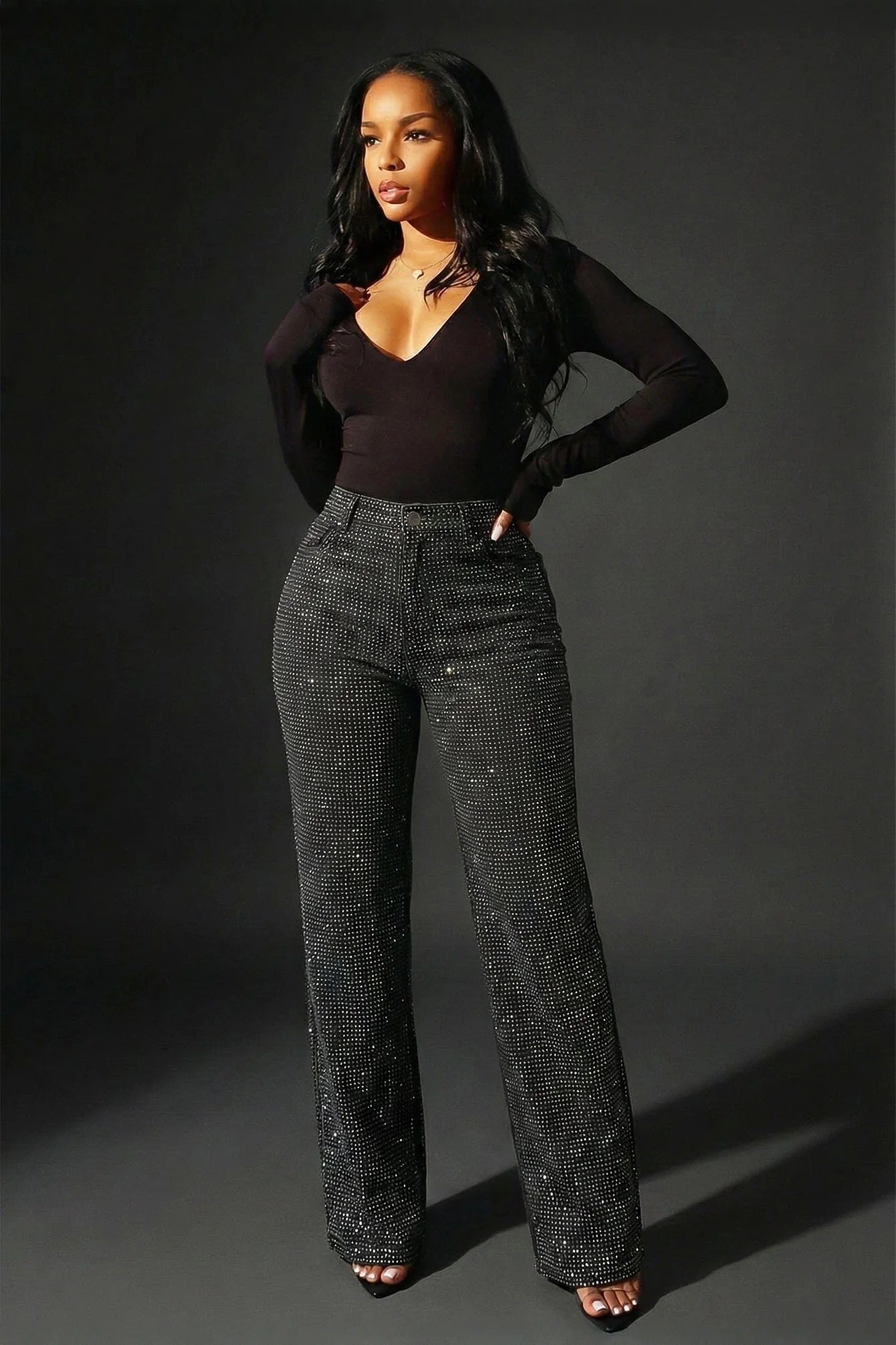 Opulent Rhinestone Denim Jeans