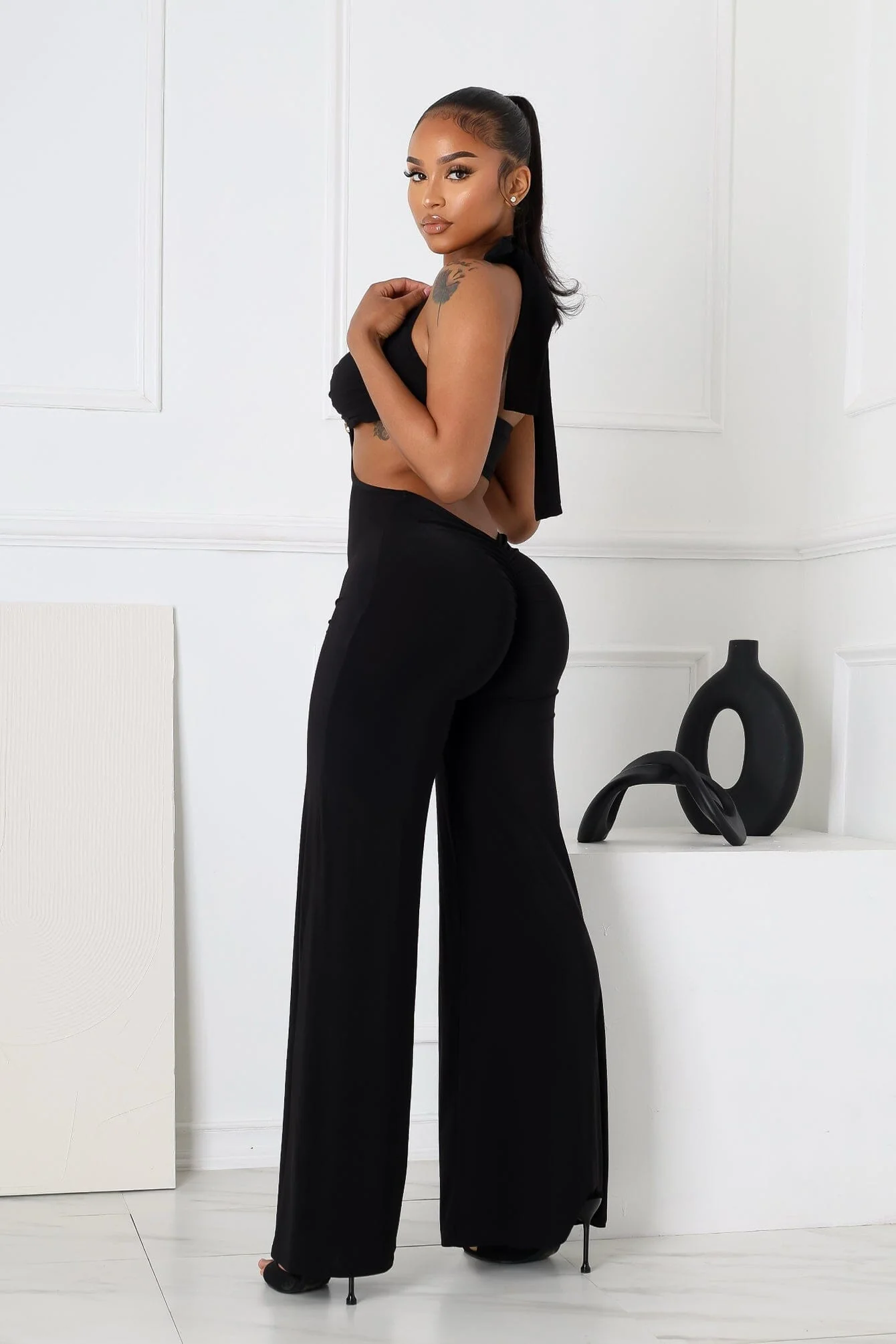 Equinox Cutout Halter Jumpsuit with Metal Trim