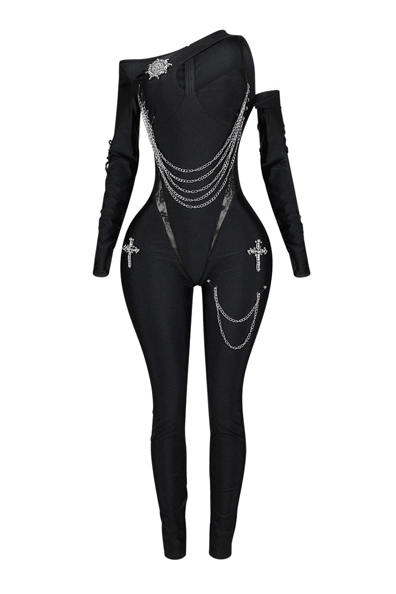 4009-Deena-Nylon-Metal-Chain-Jumpsuit-4.webp Deena Nylon Metal Chain Jumpsuit