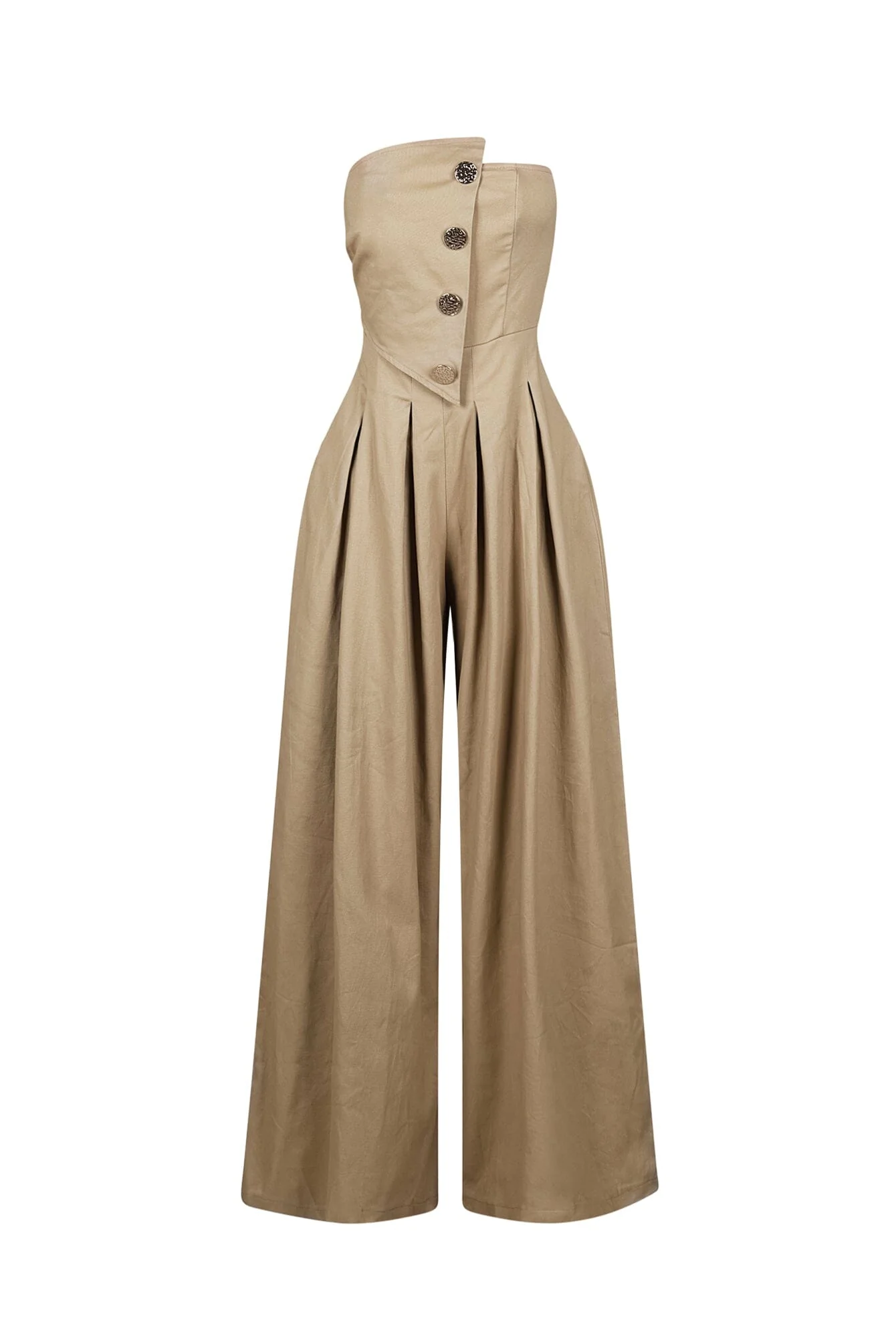 4018-Tailored-Cotton-Twill-Tube-Top-Jumpsuit-3.webp Tailored Cotton Twill Tube Top Jumpsuit