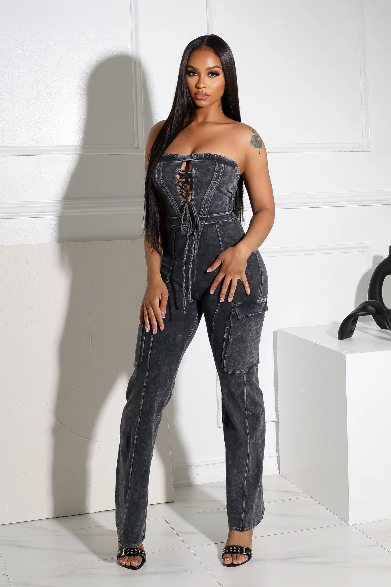 Stonewave Mineral Washed Cotton Tube Jumpsuit
