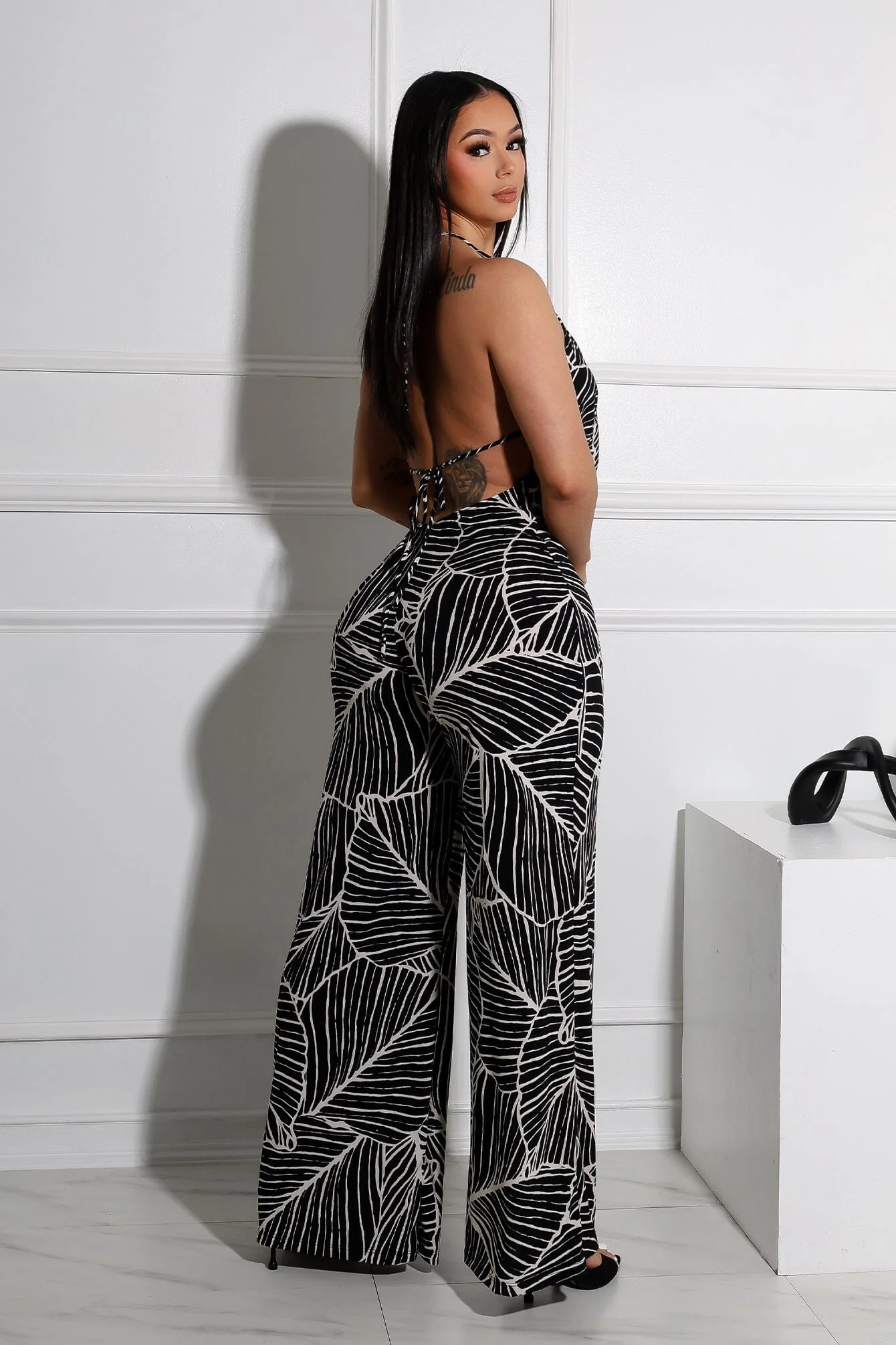 Daphne Crepe Halter Cowl Neck Jumpsuit