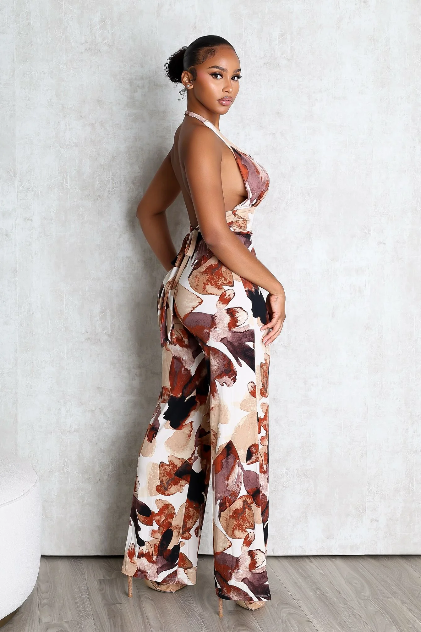 Crimson Leaf Halter Jumpsuit