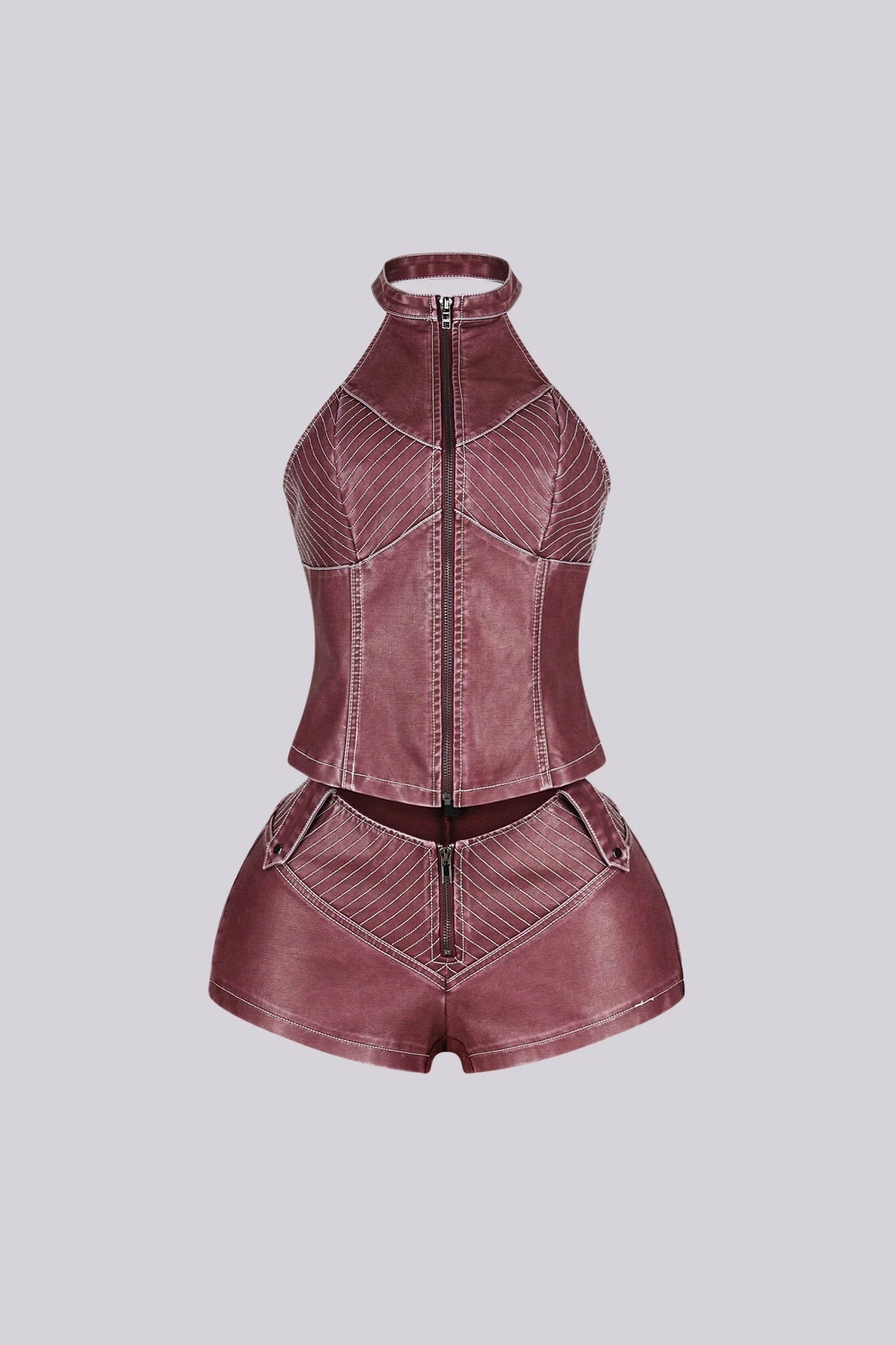 4509-Mono-Faux-Leather-Halter-Top-Shorts-SET-9.webp Mono Faux Leather Halter Top & Shorts SET