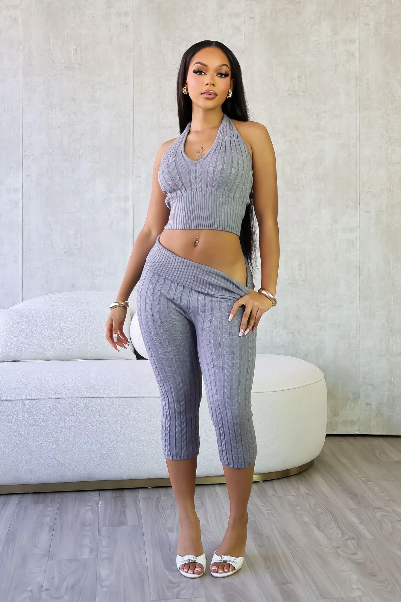 Calm Touch Knit Top & Capri SET