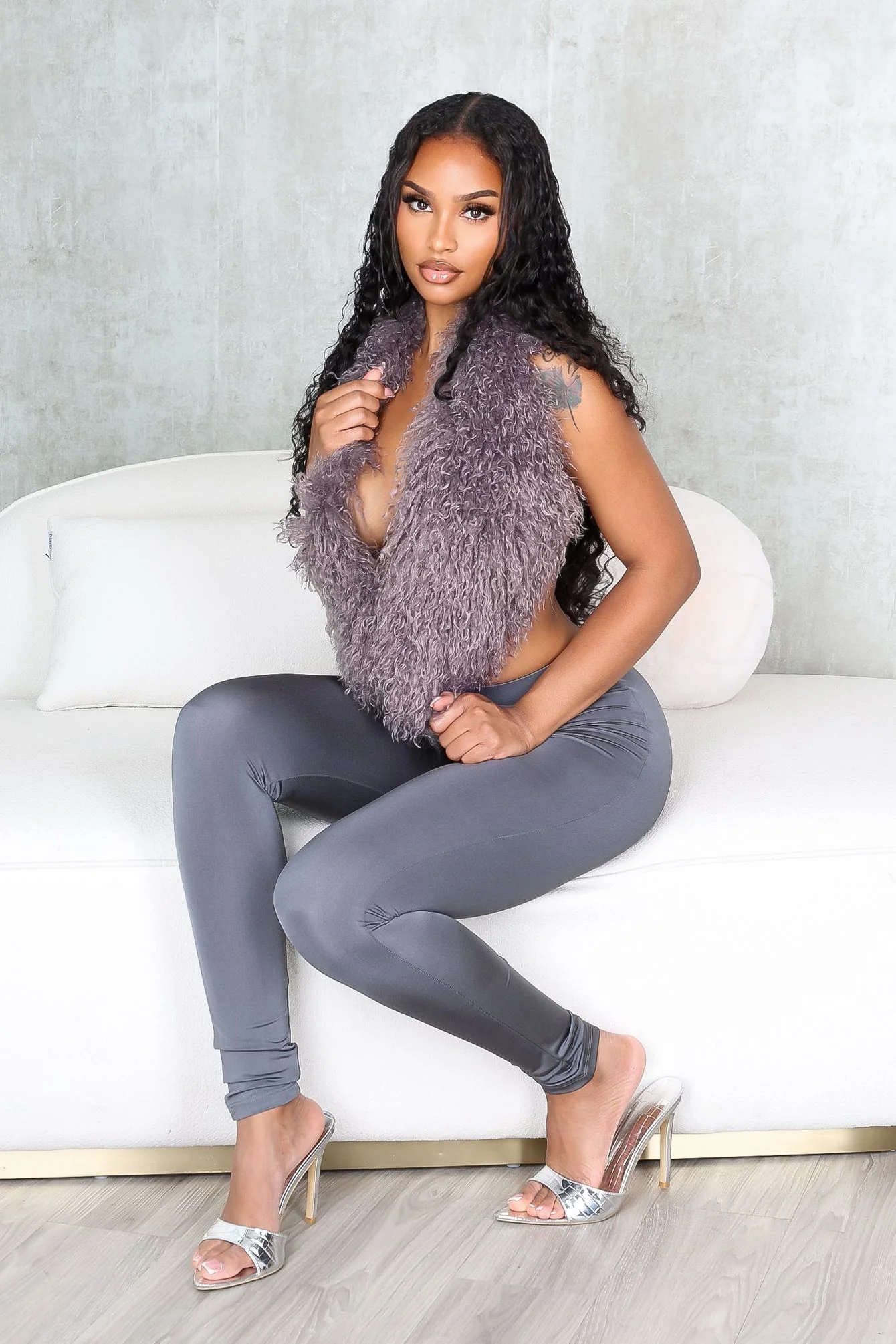 Furista Fur Halter Vest & Leggings SET