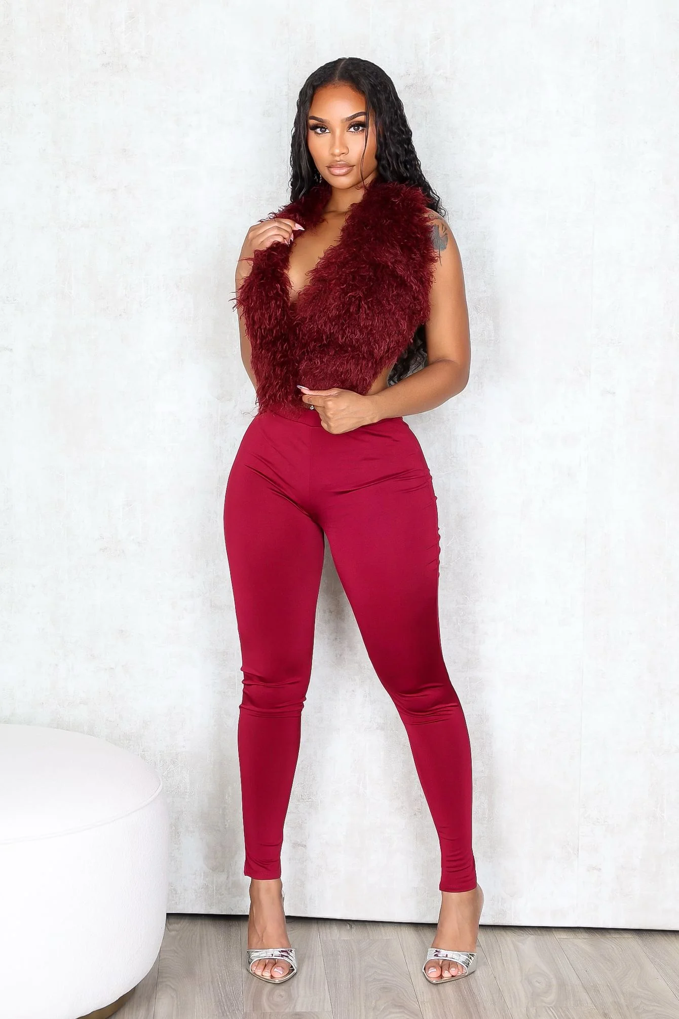 Furista Fur Halter Vest & Leggings SET