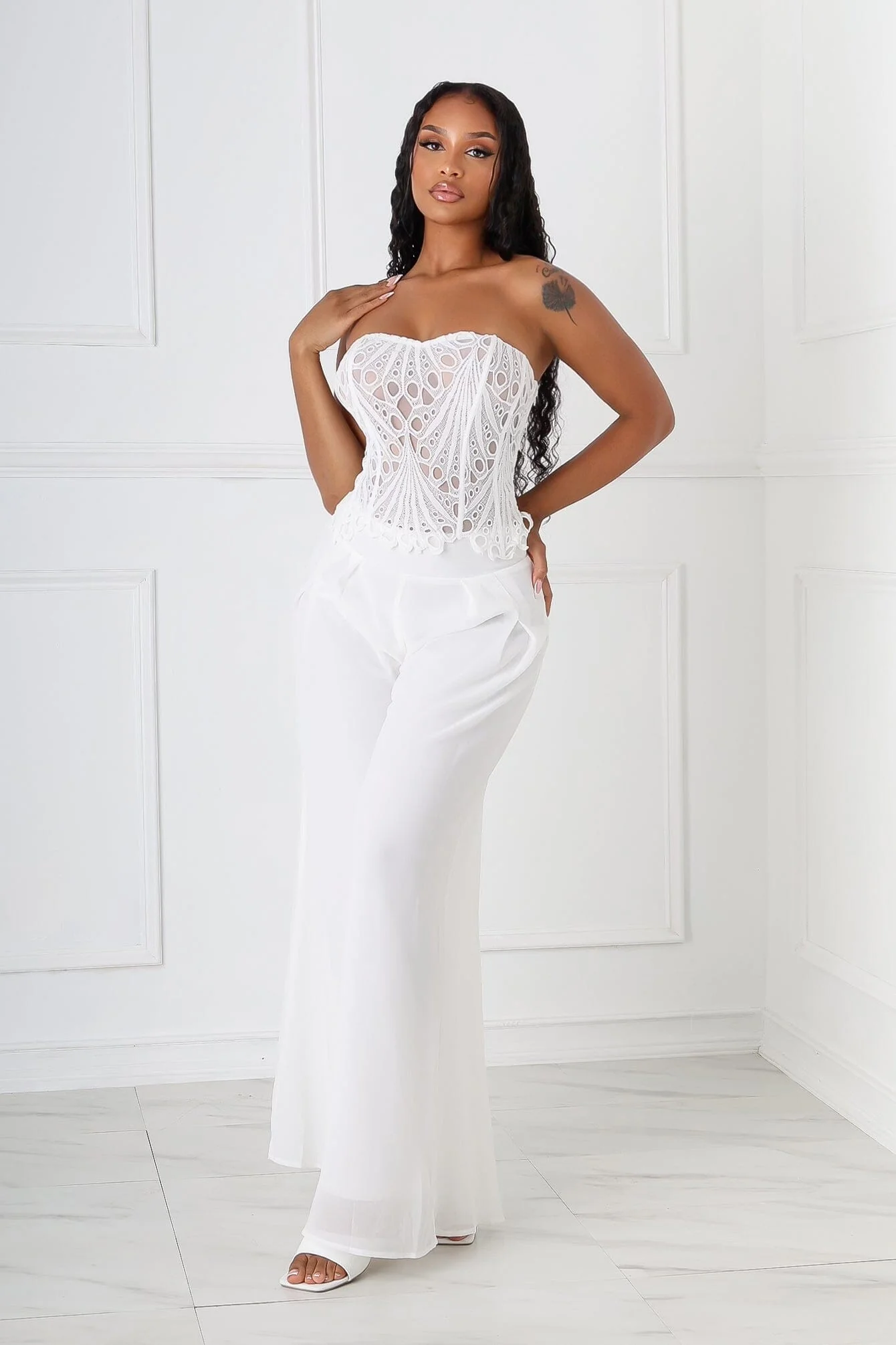 Elysian Eyelet Corset Top & Pants SET