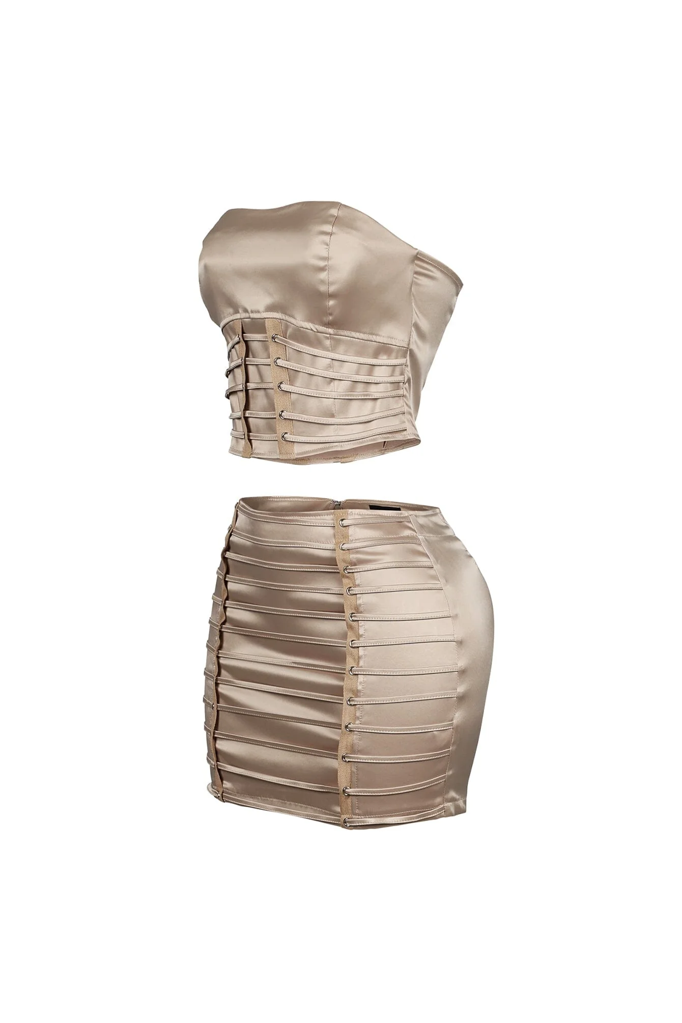 4884-Nova-Satin-Lace-Up-Top-Skirt-SET-5.webp Nova Satin Lace Up Top & Skirt SET