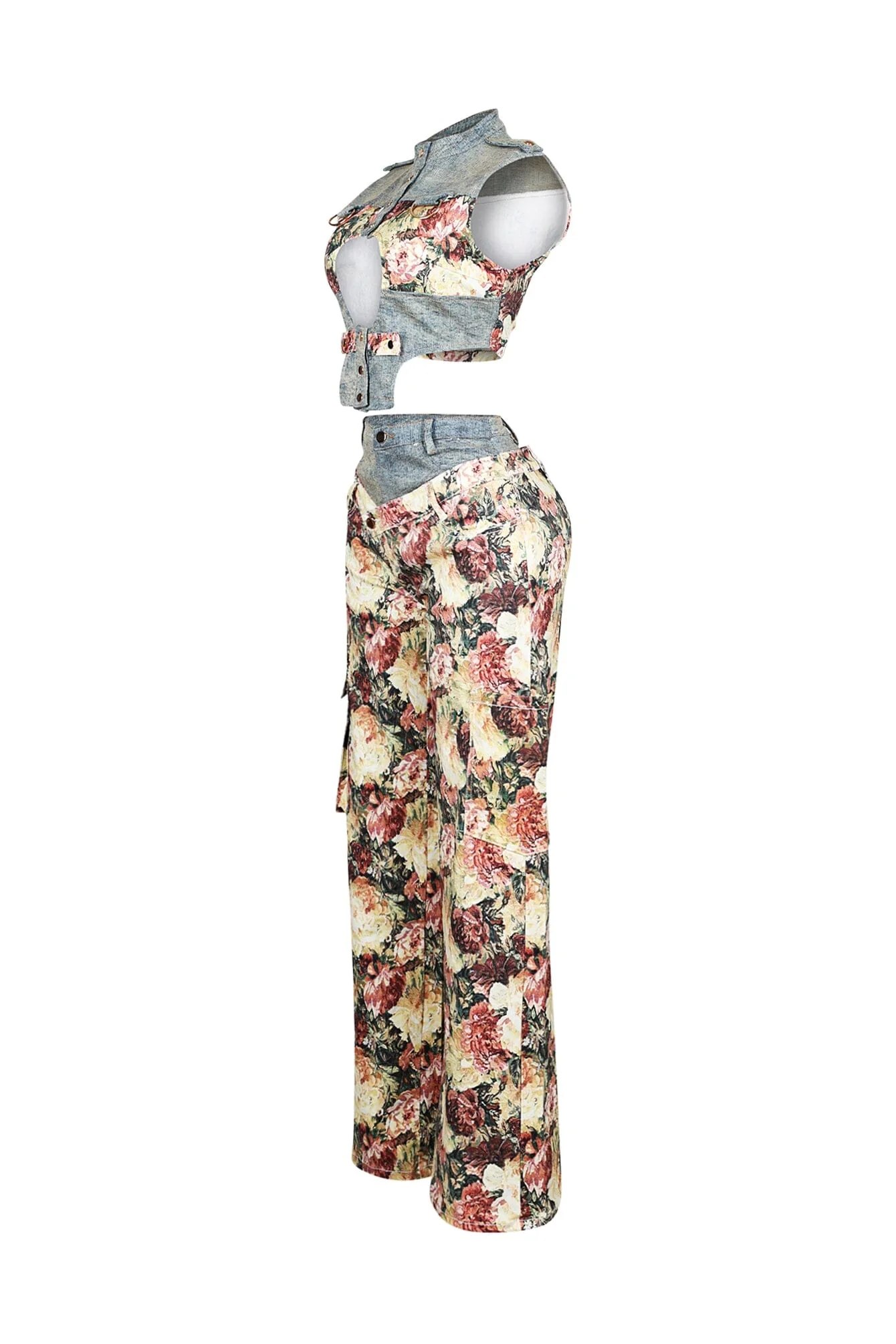 4888-Shaka-Denim-Floral-Contrast-Top-Pants-SET-4.webp Shaka Denim Floral Contrast Top & Pants SET