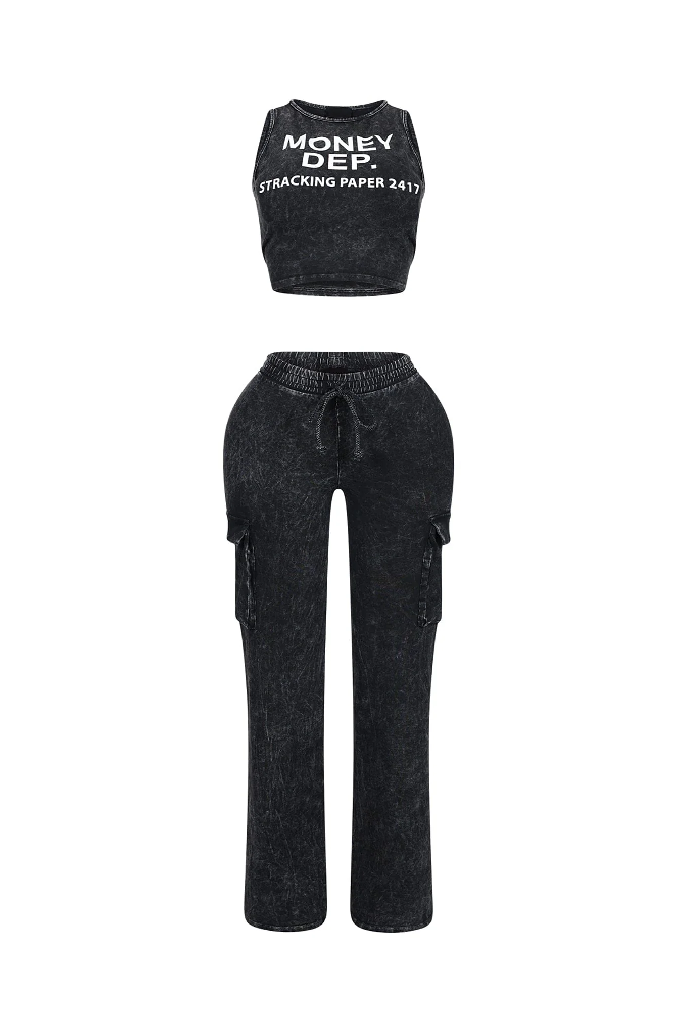 Money Dep Mineral Washed Top & Pants SET