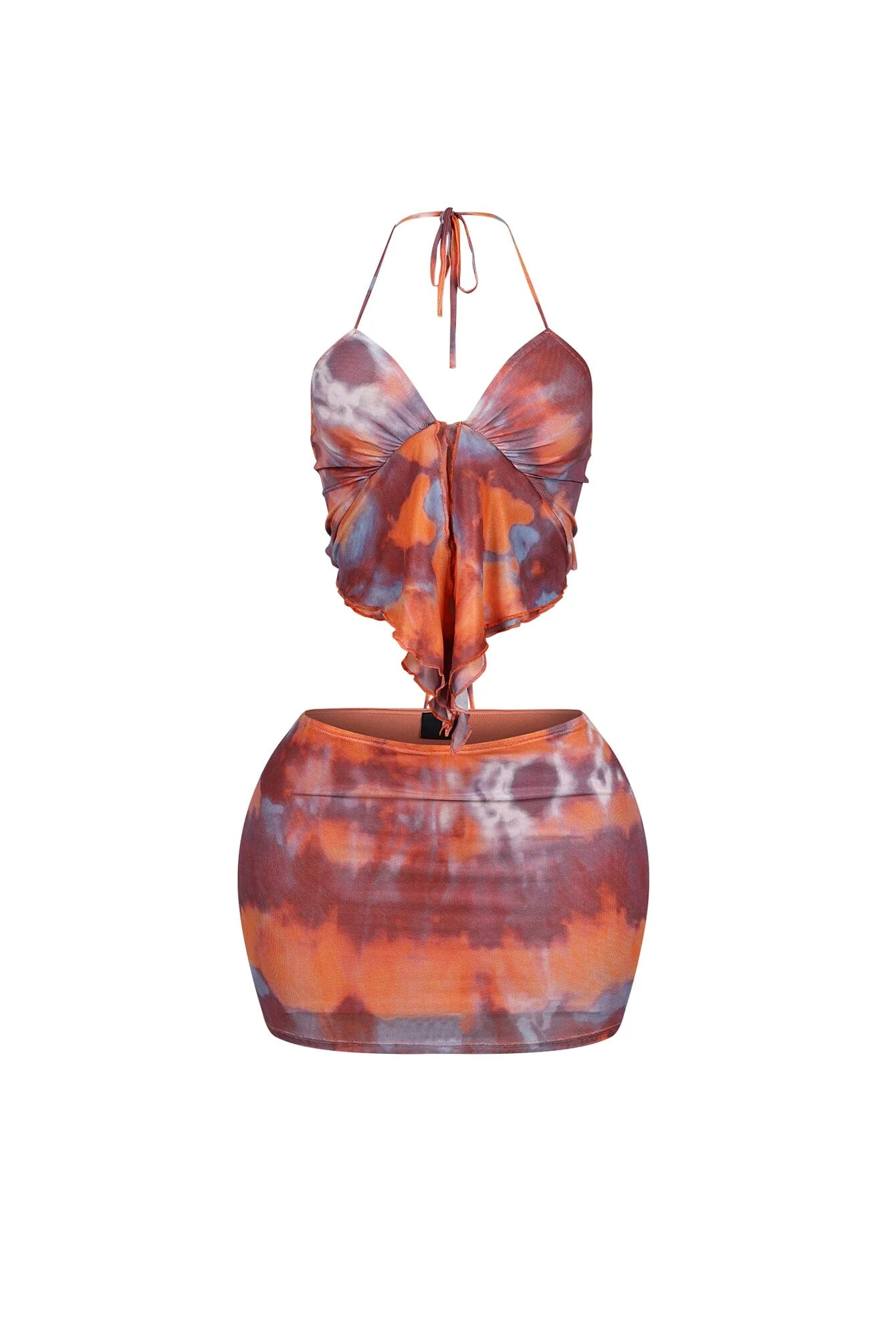 Solstice Mesh Print Halter Top & Skirt SET