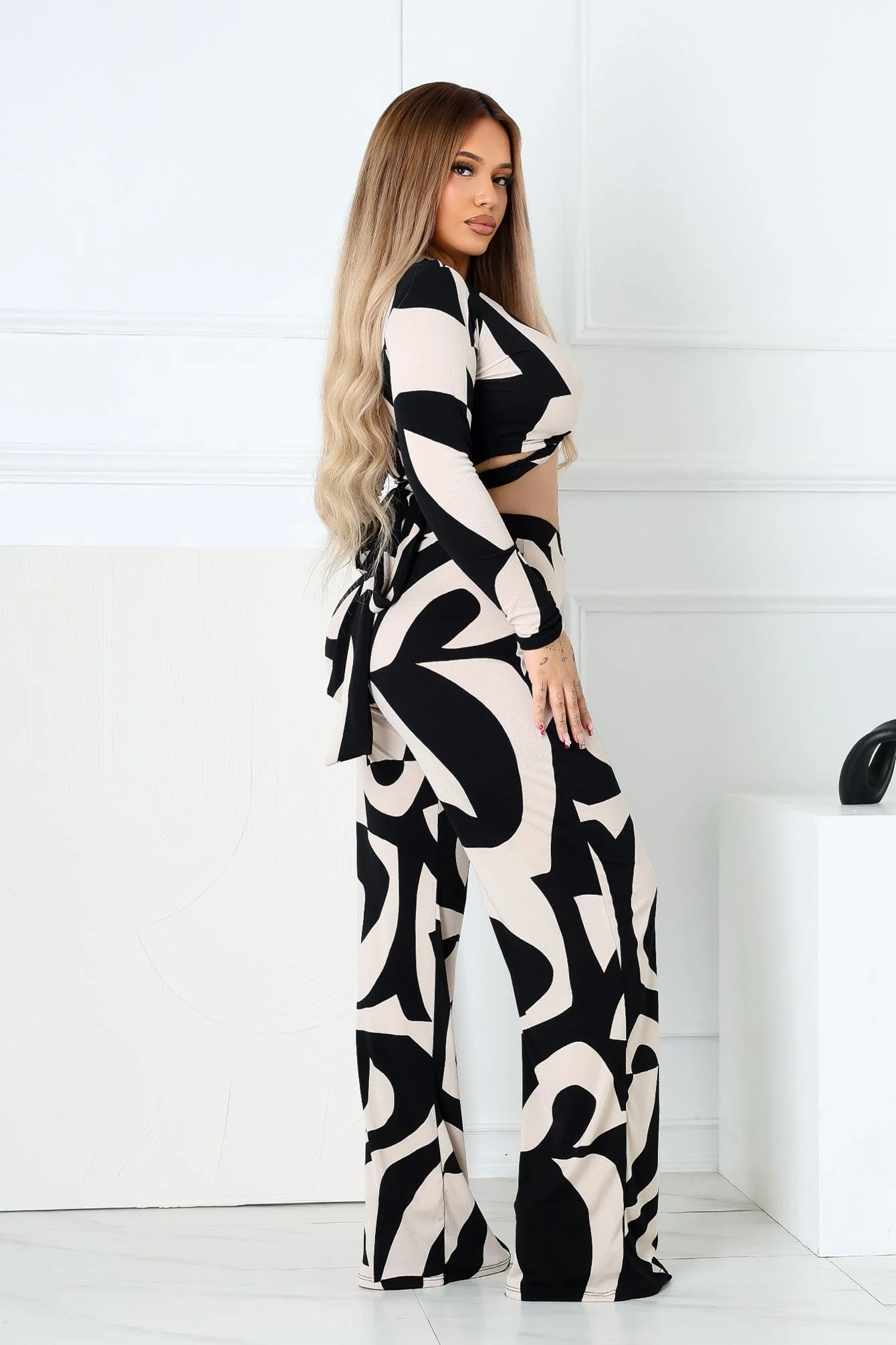 Wendy Mesh Picoso Print Top & Pants SET