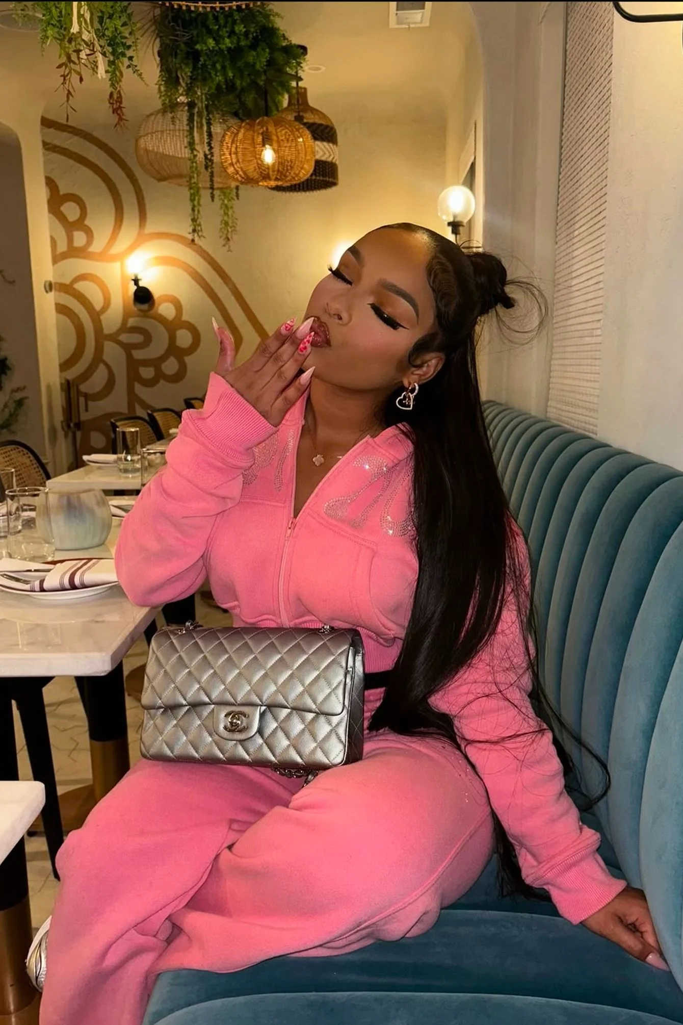 Panic Bubblegum Zip-up Cropped Hoodie & Sweatpants SET