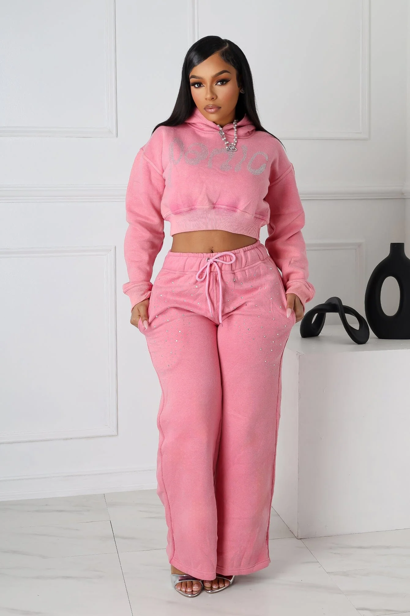 Panic Bubblegum Pullover Cropped Hoodie & Sweatpants SET