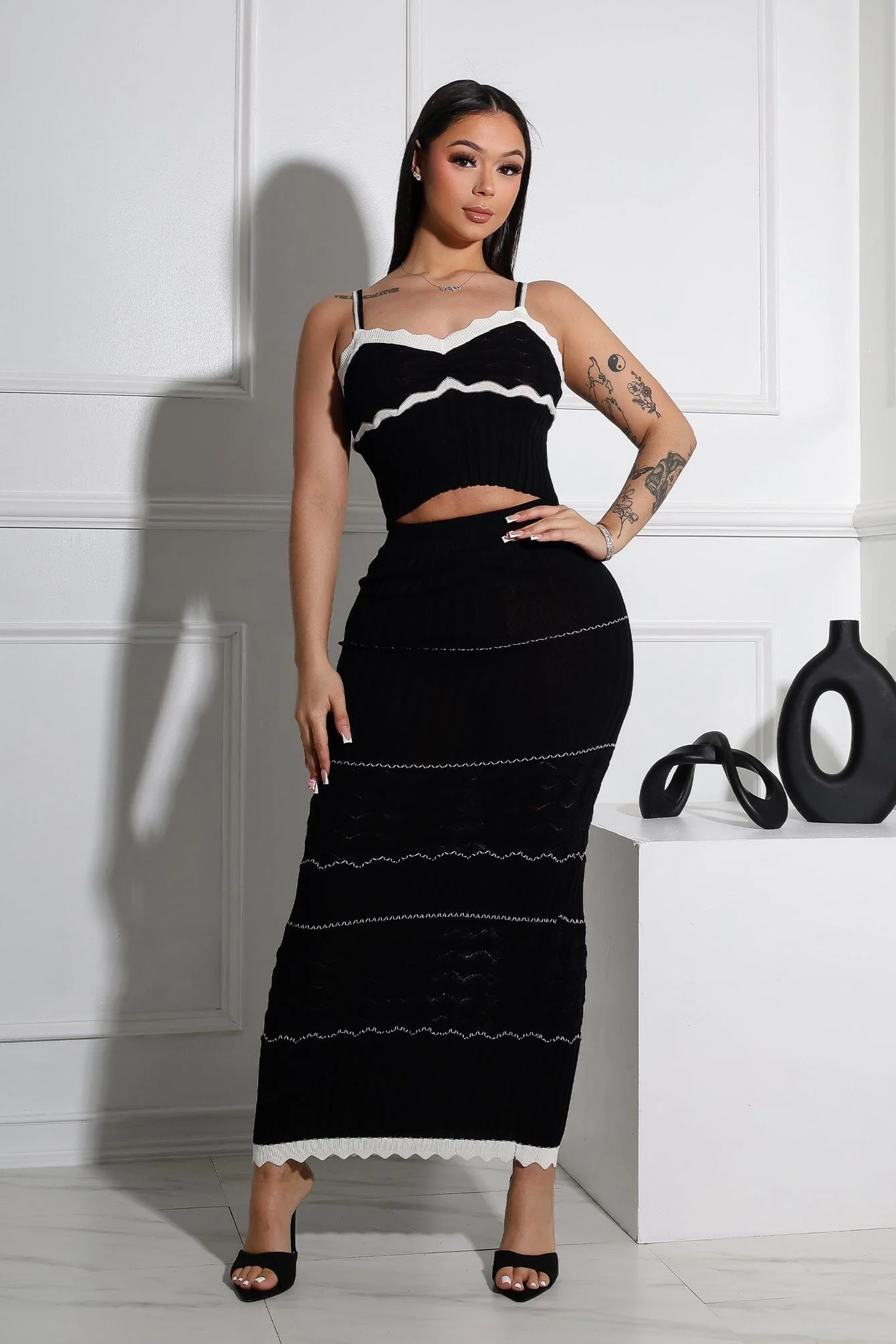 Aaliyah Rib Knit Tank Top & Skirt SET
