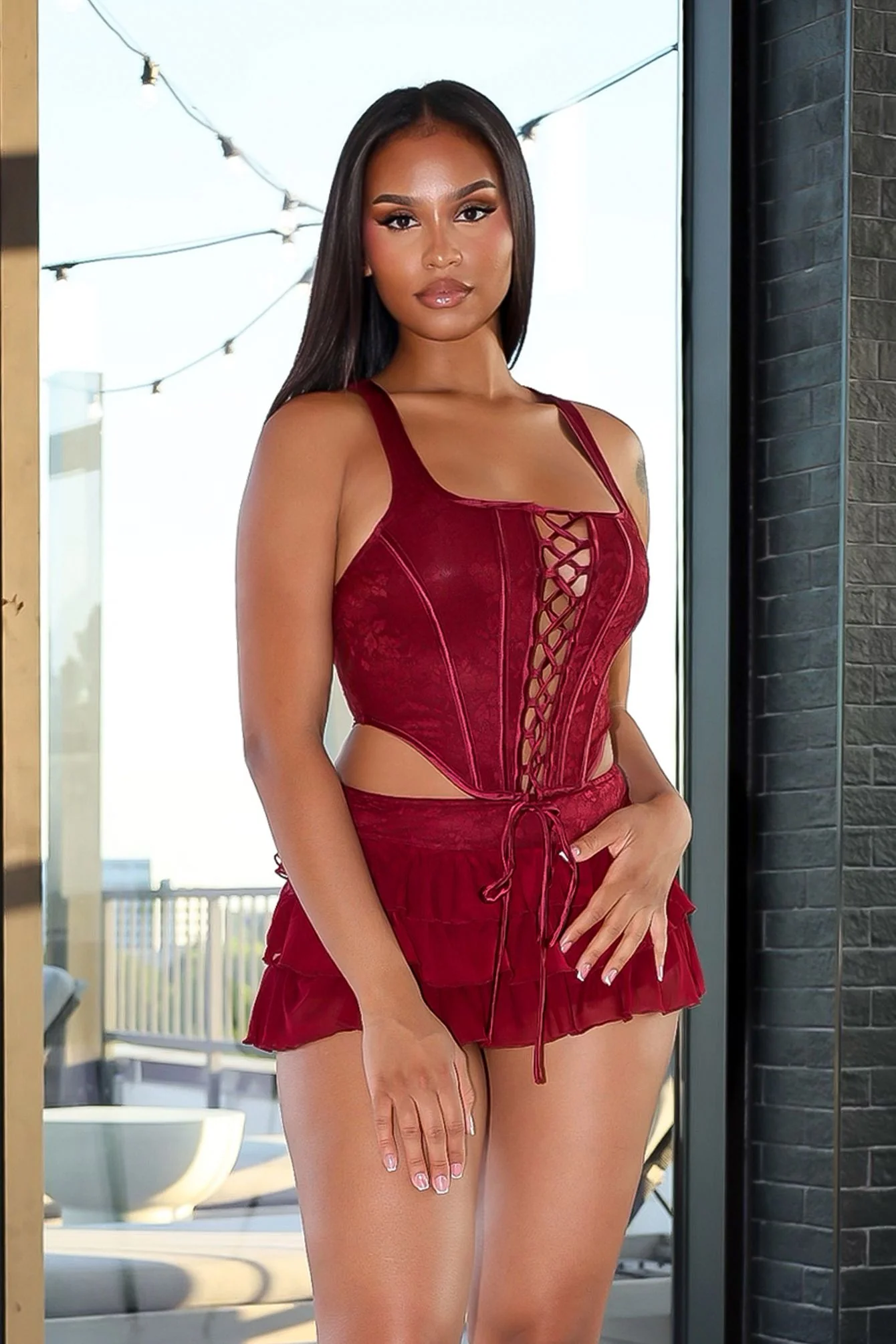 Iris Lace Corset Top & Skirt SET