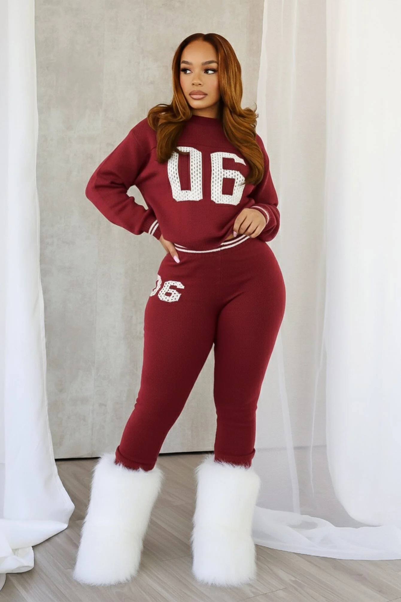 Zarah Knit 06 Graphic Top & Leggings SET