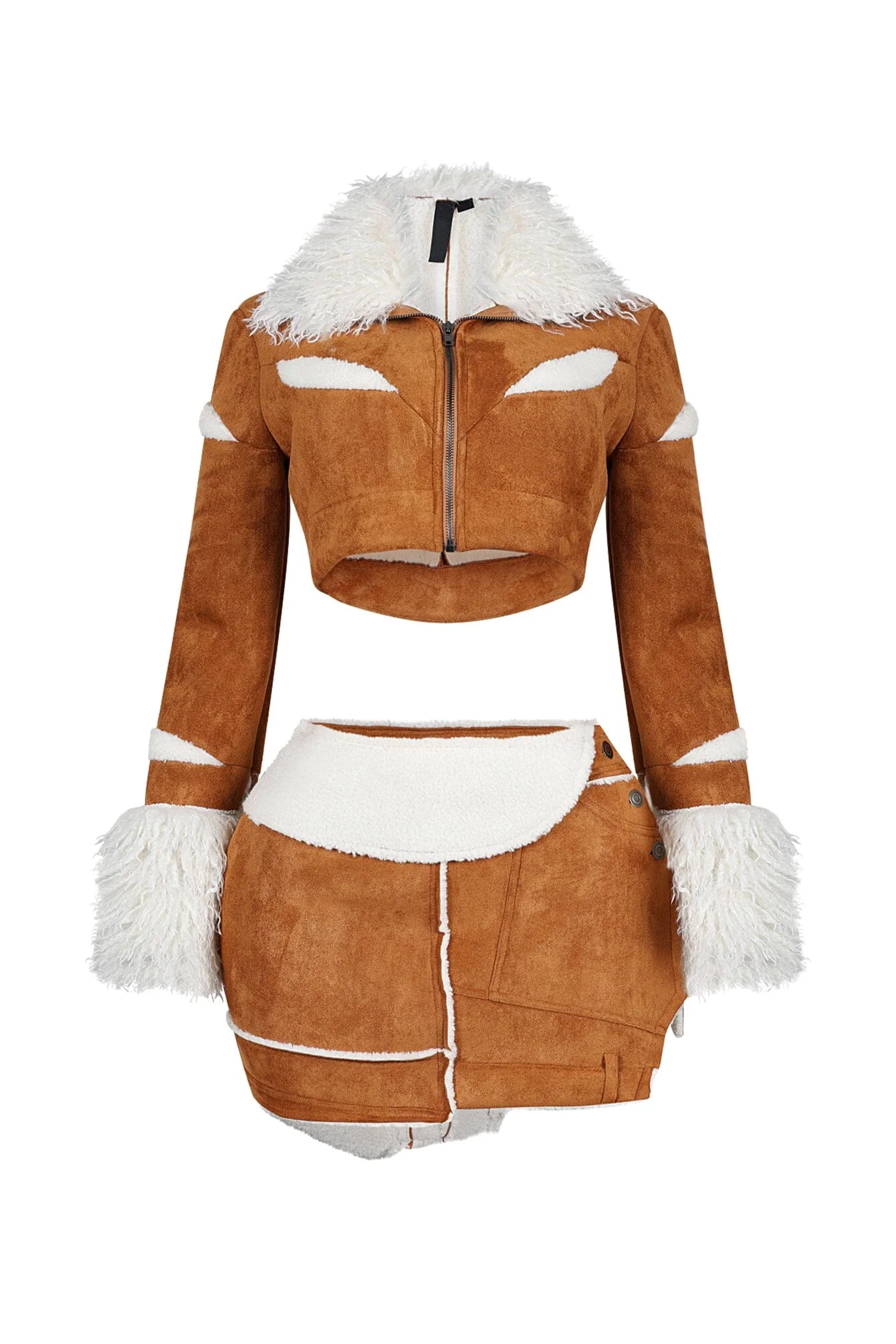 5214-Naomi-Suede-Shaggy-Fur-Jacket-Skirt-SET-4.webp Naomi Suede Shaggy Fur Jacket & Skirt SET