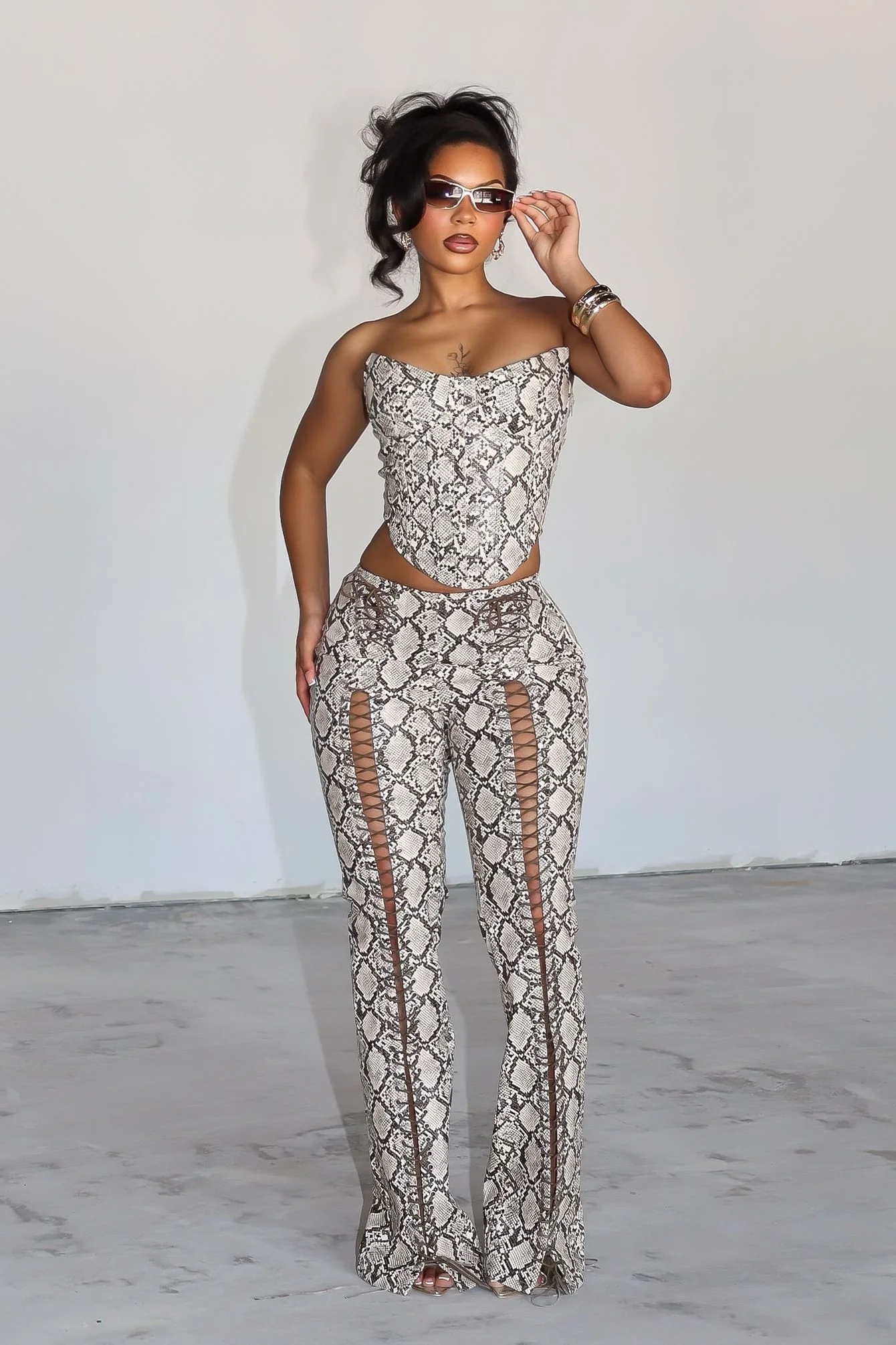 Santa Fe PU Corset Top & Pants SET