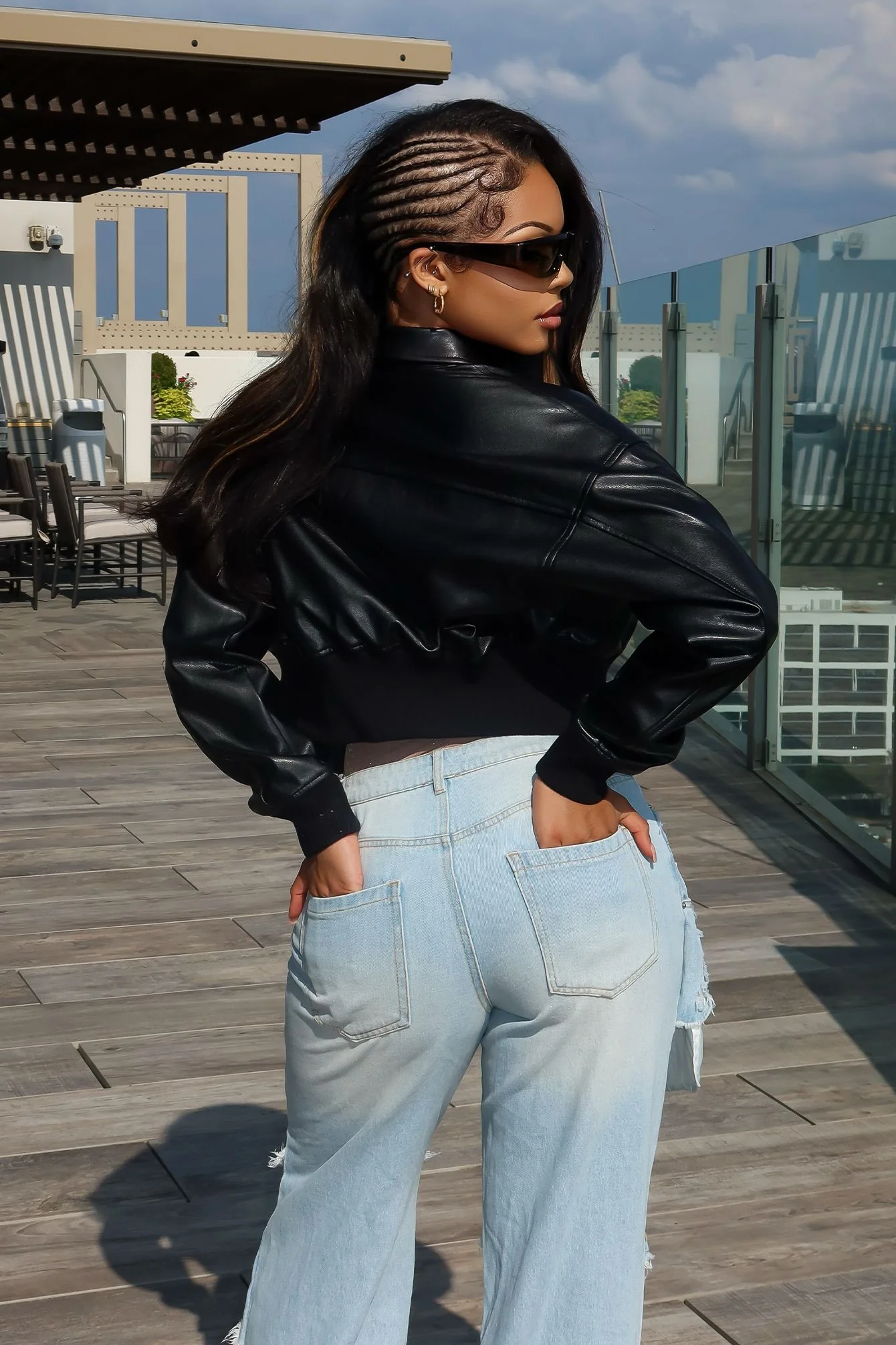 Midnight Rider PU Bomber Jacket