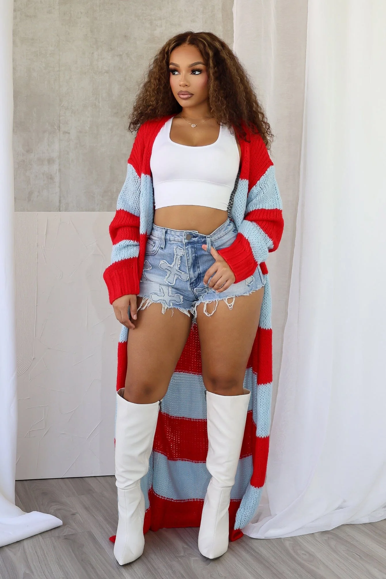 Vivid Dream Color Block Long Cardigan