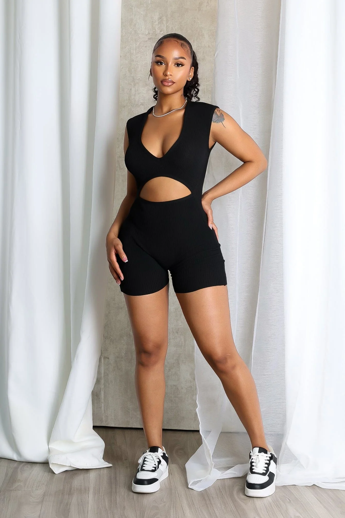 5535-Clara-Knit-Deep-V-Neck-Ribbed-Romper-5.webp Clara Knit Deep V Neck Ribbed Romper