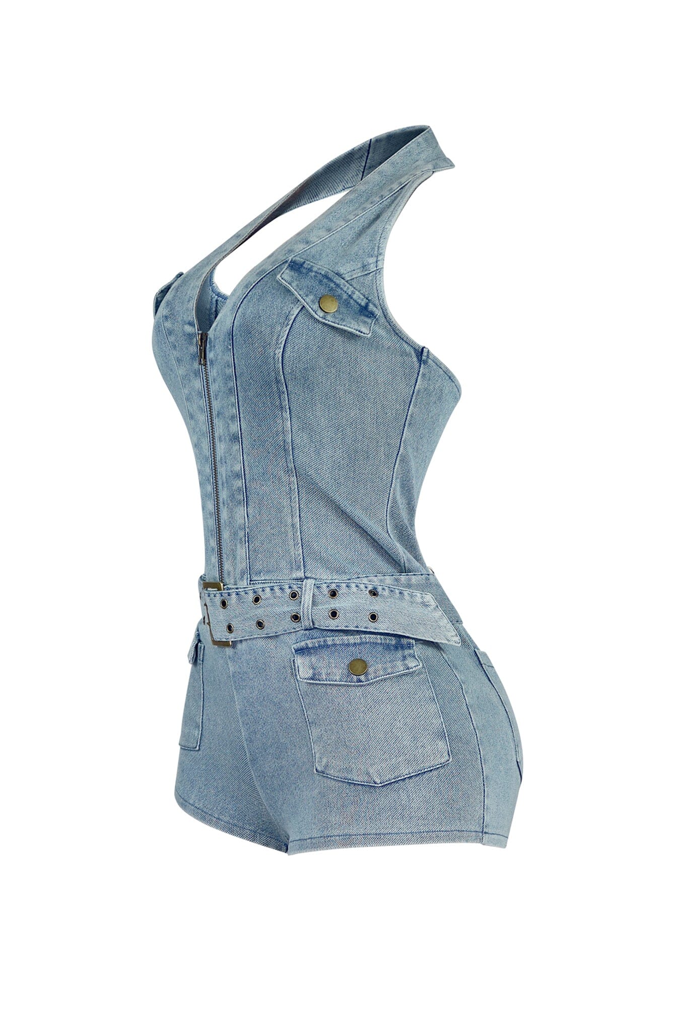 5625-Afina-Washed-Denim-Halter-Belted-Romper-5.jpg Afina Washed Denim Halter Belted Romper
