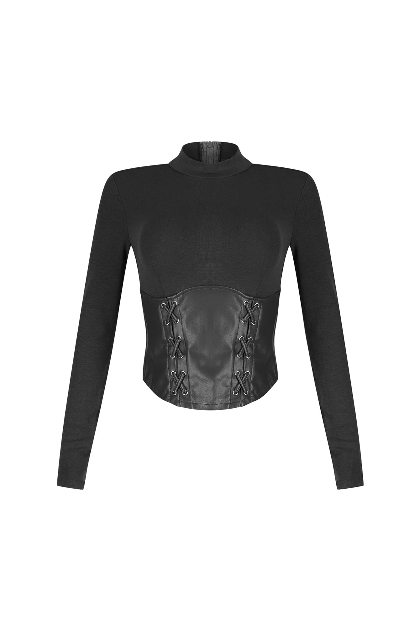 5711-Slate-Faux-Leather-Mock-Neck-Top-4.webp Slate Faux Leather Mock Neck Top